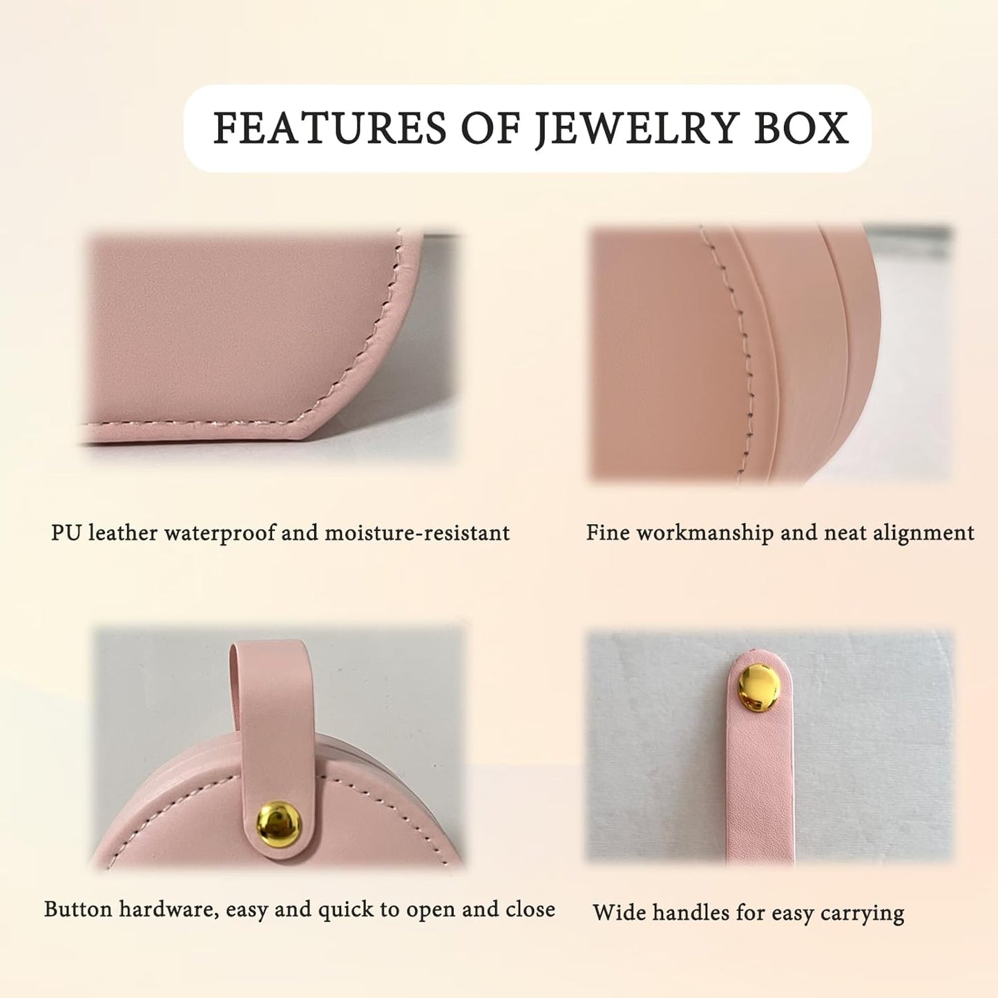 Mini Jewelry Travel Case Small Jewelry Box, Portable PU Leather Jewelry Organizer, Jewellery Storage Holder for Rings Earrings Necklace Organizer, Boxes Gifts for Girls Women (Pink)