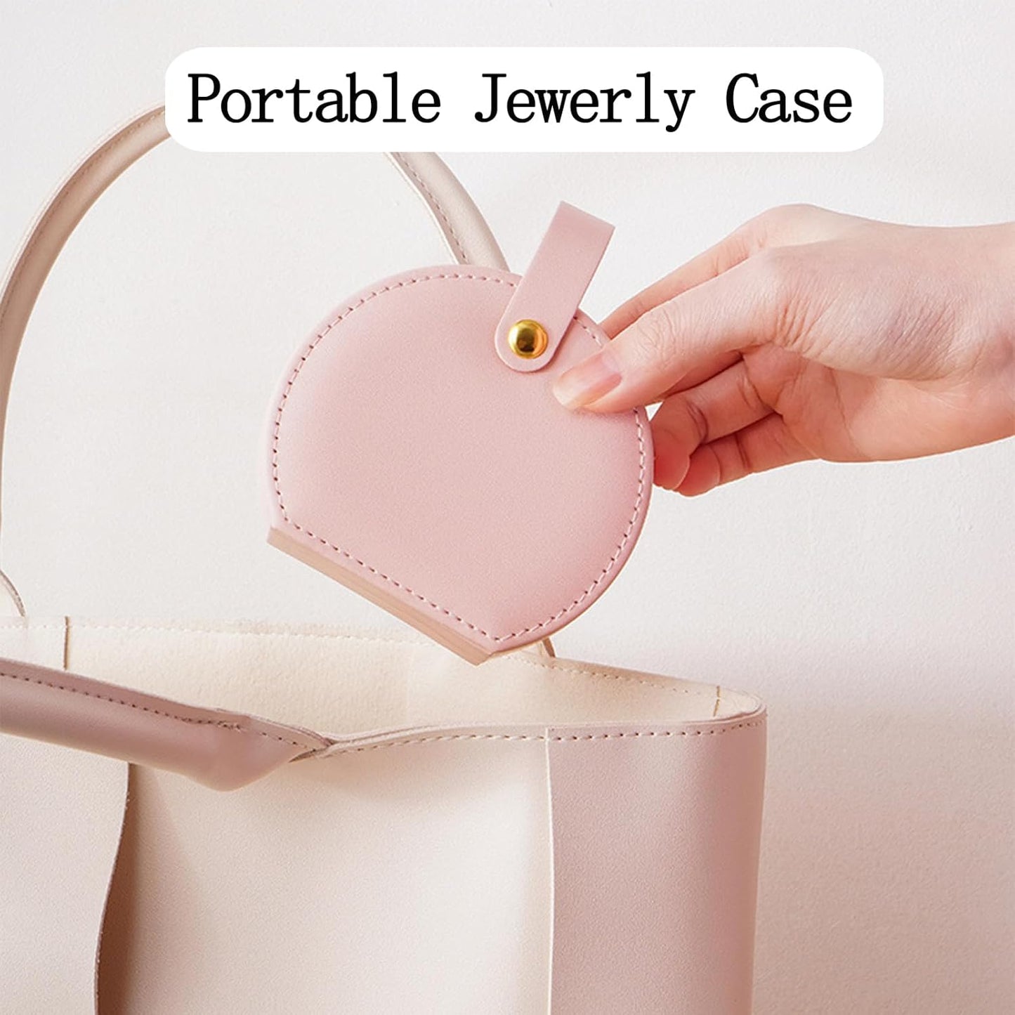 Mini Jewelry Travel Case Small Jewelry Box, Portable PU Leather Jewelry Organizer, Jewellery Storage Holder for Rings Earrings Necklace Organizer, Boxes Gifts for Girls Women (Pink)