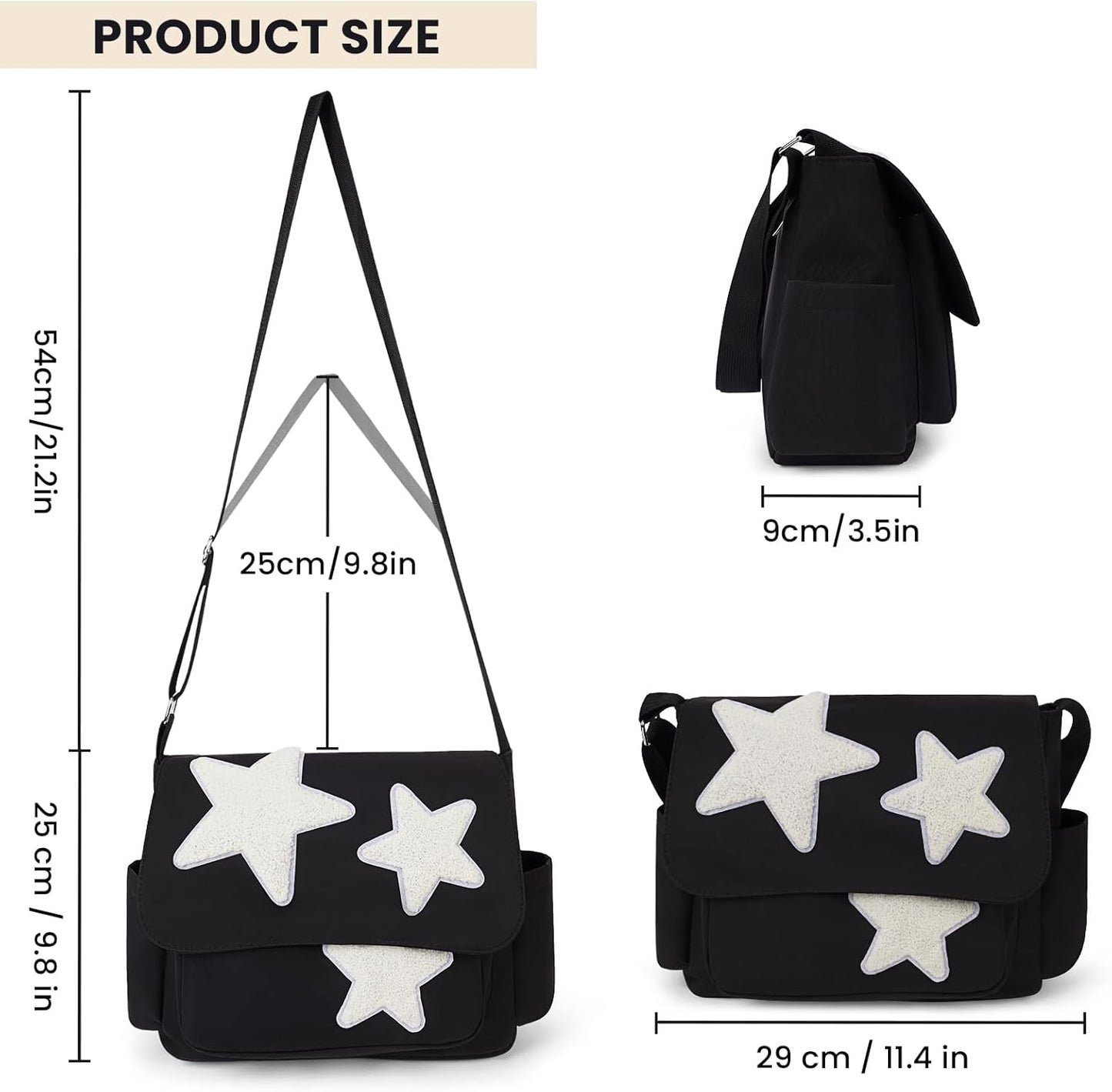 Aesthetic Messenger Bag Cute Tote Bags Y2K Star Shoulder Bag Canvas Tote Bag Kawaii Crossbody Bag for Women