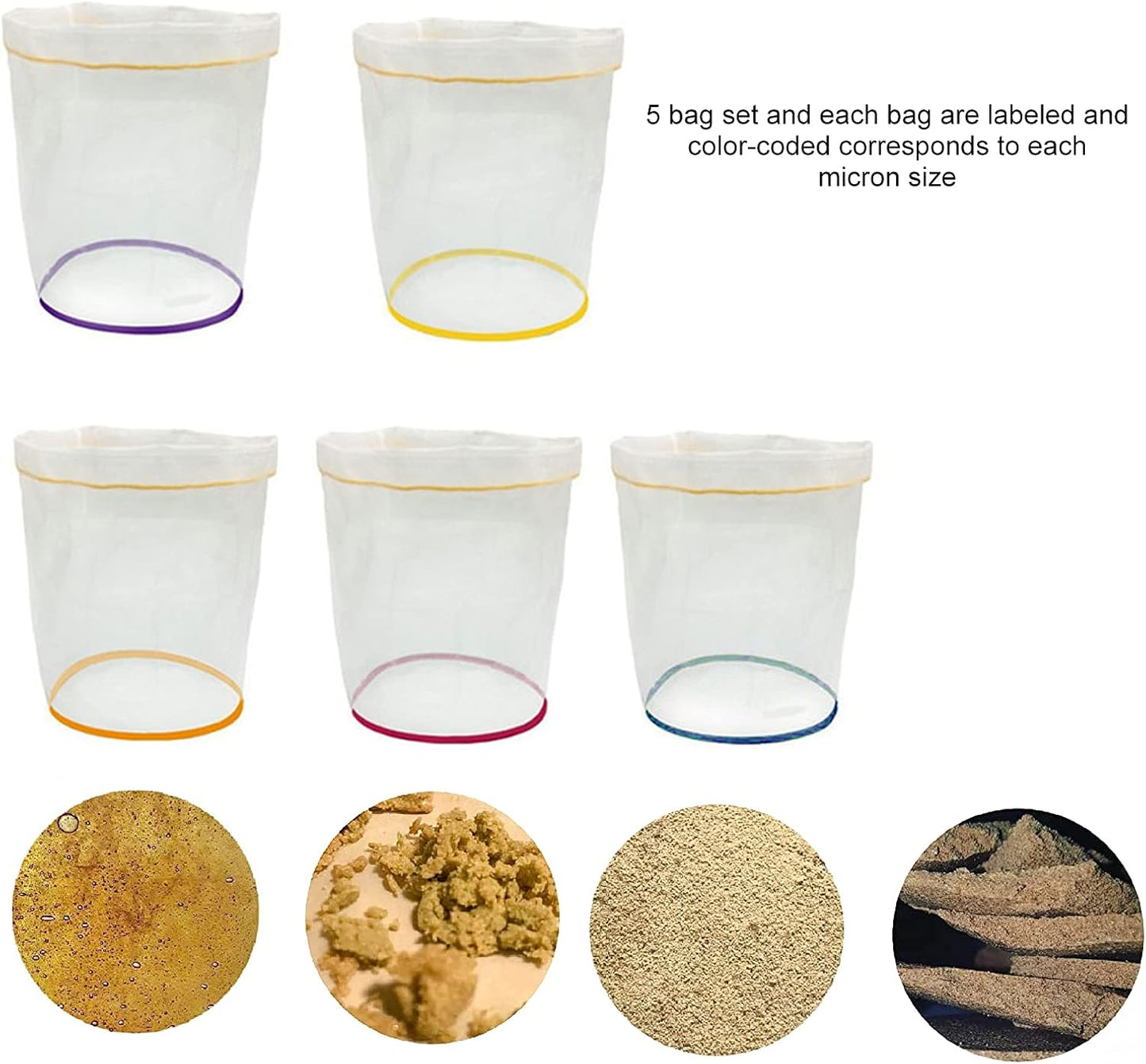 5pcs 5 Gallon Filter Bag Bubble Bag Herbal Ice Essence Extractor Kit Set Micron Drawstring Extraction Bags