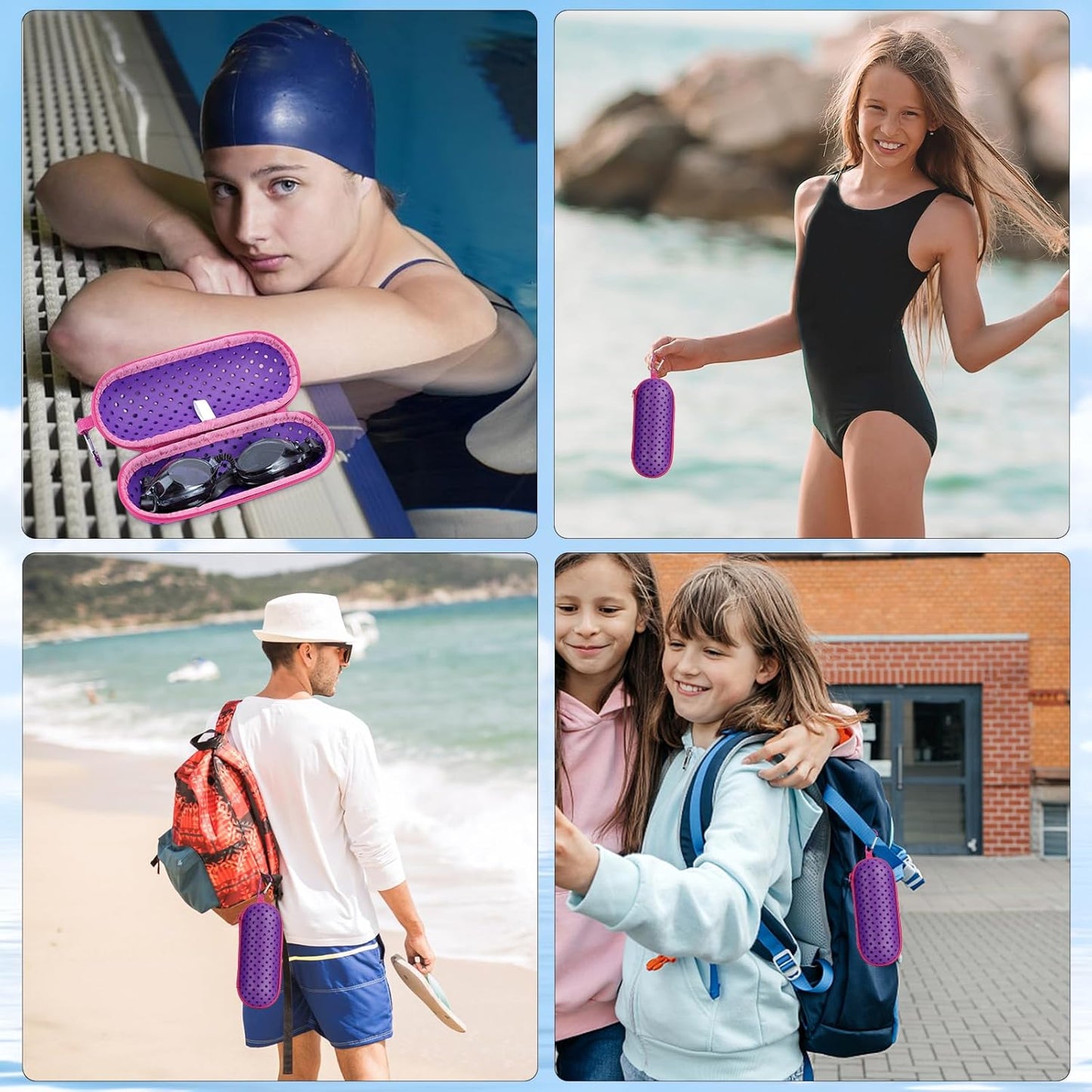 Swim Goggle Case For Swimming Goggles, Protective Cases for Goggles with Clip, Sunglasses, Goggles, Sports