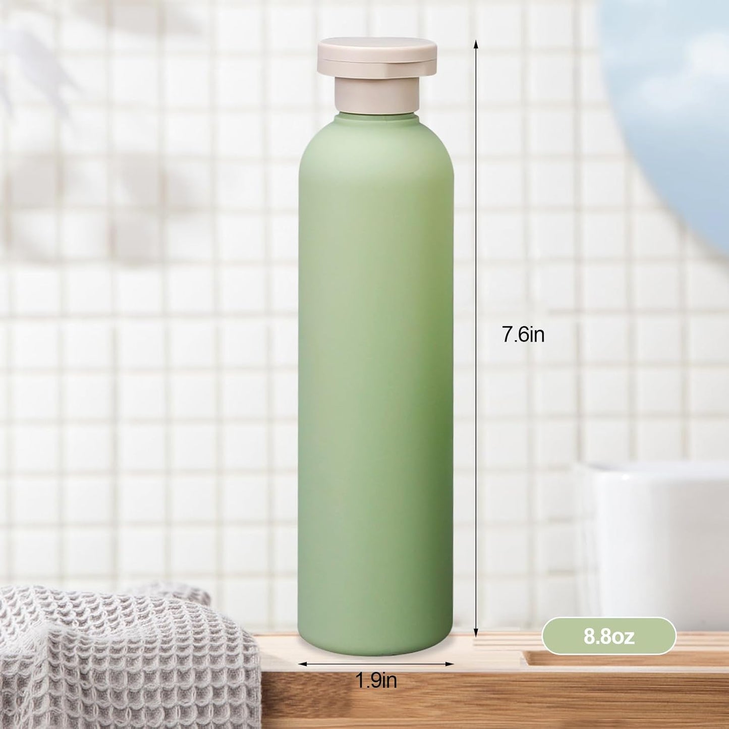 3Pcs 8.8oz Flip Top Squeeze Bottles,Reusable and Refillable Leak Proof Travel Bottles,For Lotions,Facial Creams,Shampoos,Hair Conditioner (Green)