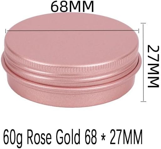 Aluminum Tin Jar With Screw Cap, 9 Pcs Rose Gold Round Containers, Empty Refillable Tin Cans, 60g