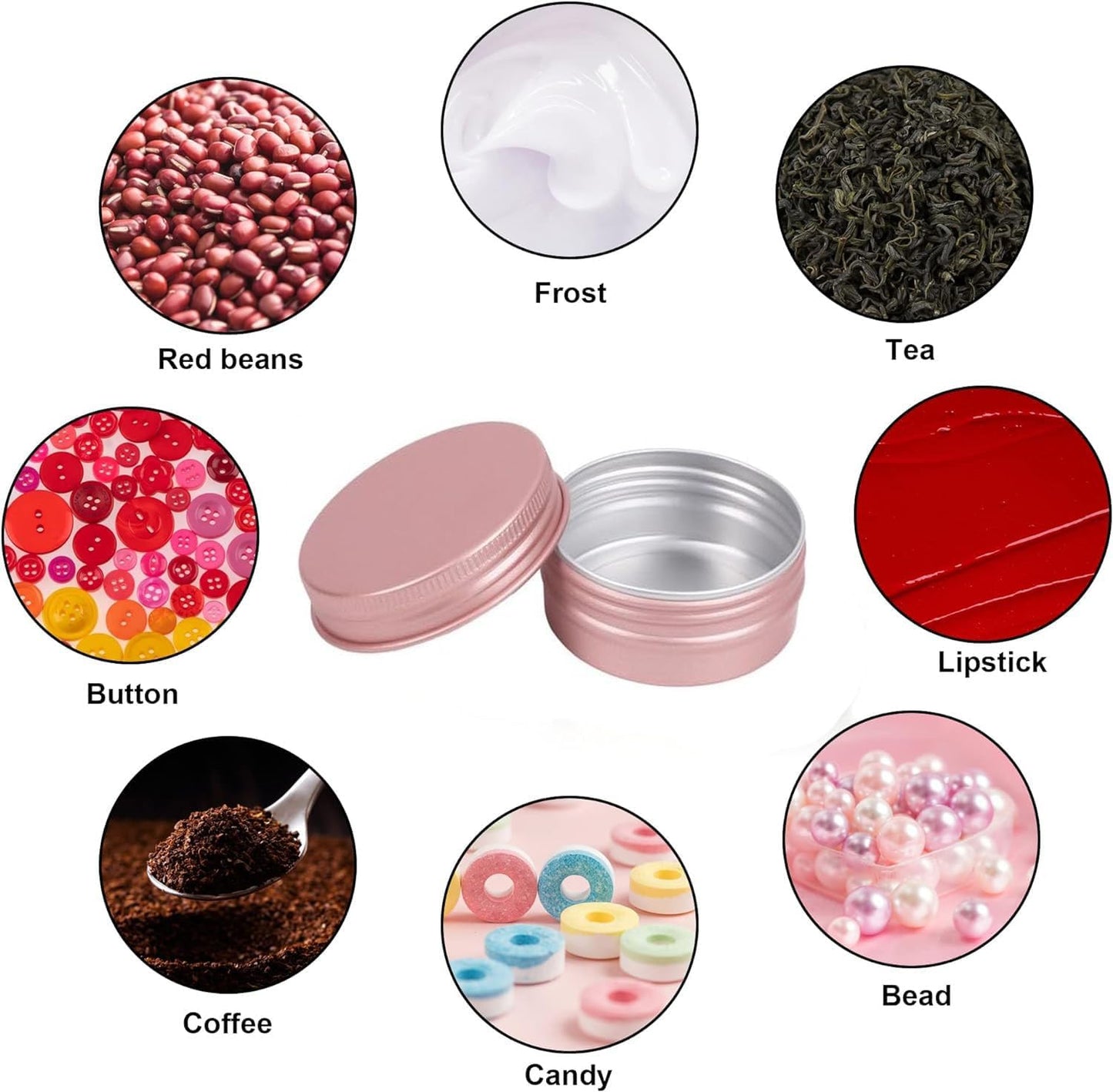 Aluminum Tin Jar With Screw Cap, 9 Pcs Rose Gold Round Containers, Empty Refillable Tin Cans, 60g