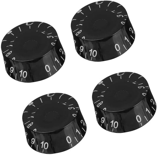 Electric Guitar Volume Knobs, 4-Pack, Acrylic Coarse Spline, Black, Compatible with Epiphone Les Paul SG