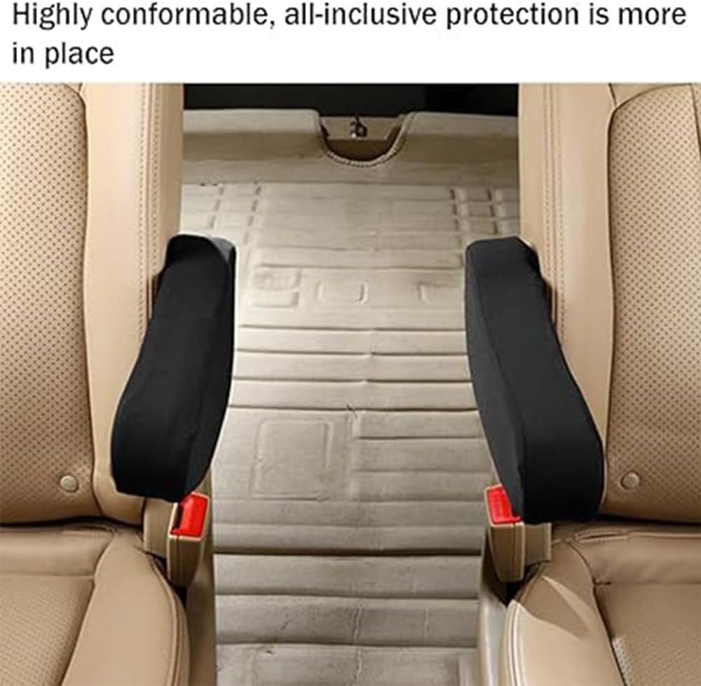 2PC Car Front Seat Armrest Covers,Universal Size Seat Arm Rest Cover,Flat Cloth Fabric Armrest Cover,Car Interior Accessories(1Pair) (Black)