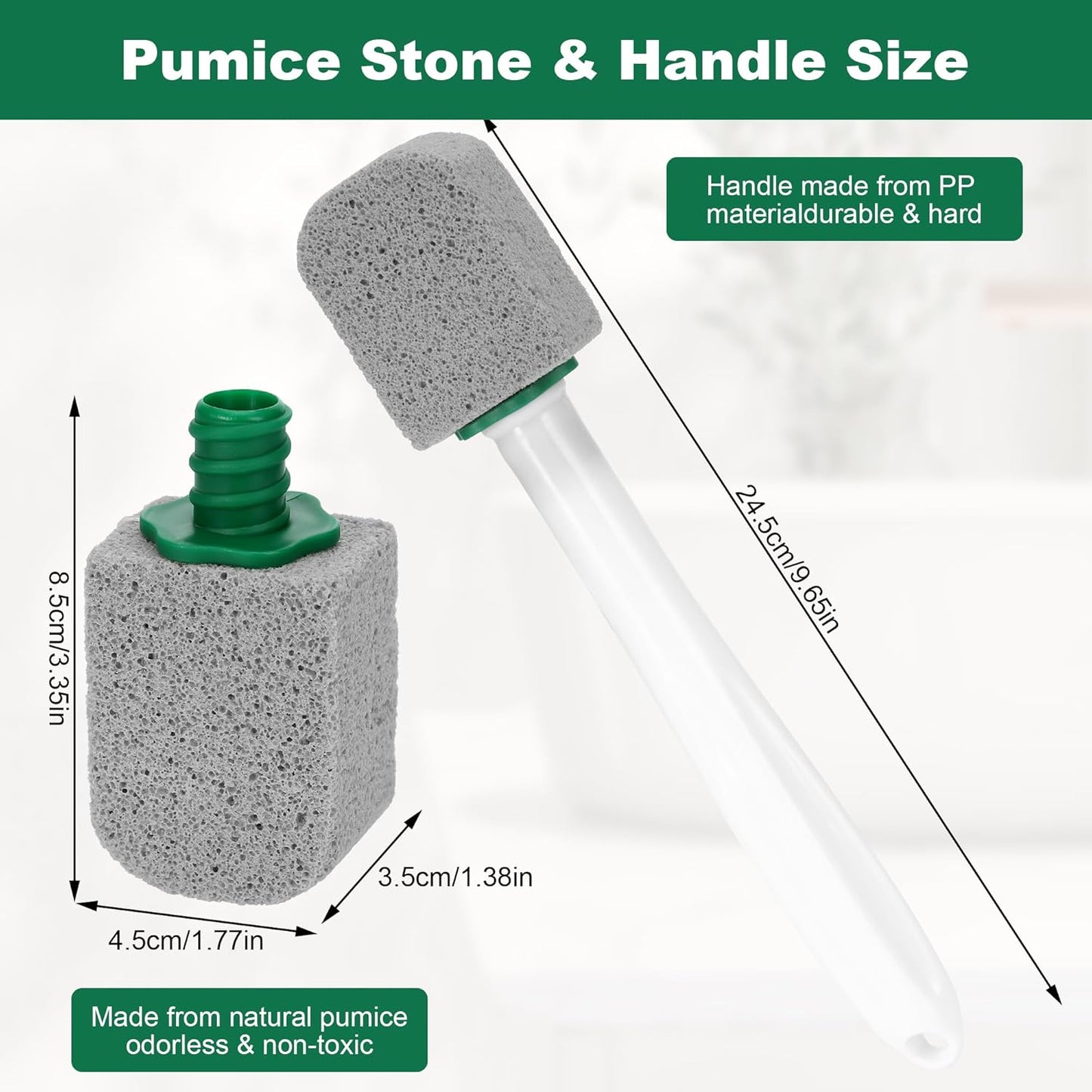 10 Pc Pumice Stone for Toilet, Toilet Pumice Cleaning Stone with Handle, Replaceable Toilet Pumice Stone for Cleaning, Nature Scouring Stick for Hard Water Stains, Bathroom Tiles Limescale Remover