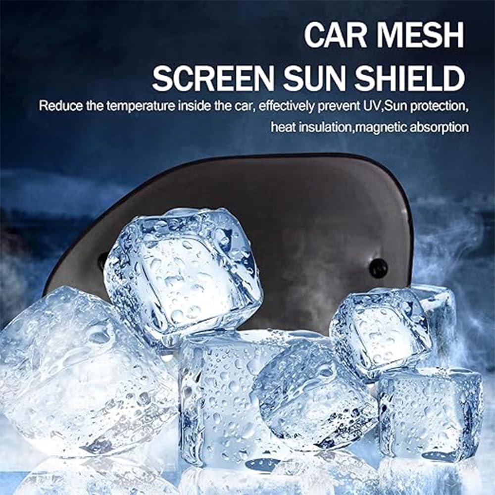 2 PCS Car Front Side Window Sunshade, 25.5" x 14.9" Perfect Arc Fit Mesh Sun Protection Cover,Suitable for Most Family Cars and SUVs (Black)