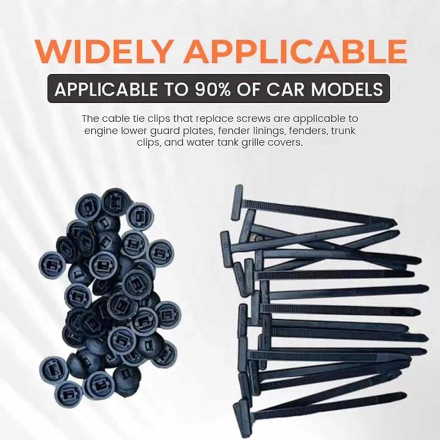100PCS Nylon Universal Cable Tie Buckle – Heavy Duty Self-Locking Zip Ties Holder with Pin & Button Design, Plastic Cable Ties Tool Fasteners Car Body, UV Resistant Zipties