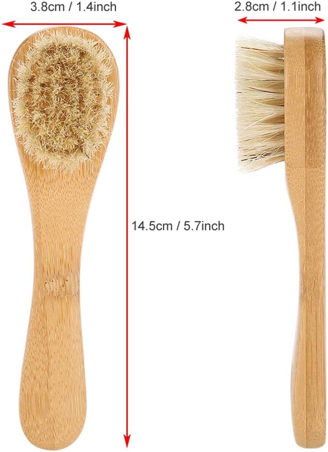 Face Brush, Wooden Handle Manual Face Dry Brush, Bristles Exfoliating Face Brushes for Dry Brushing and Scrubbing Suitable for Men and Women