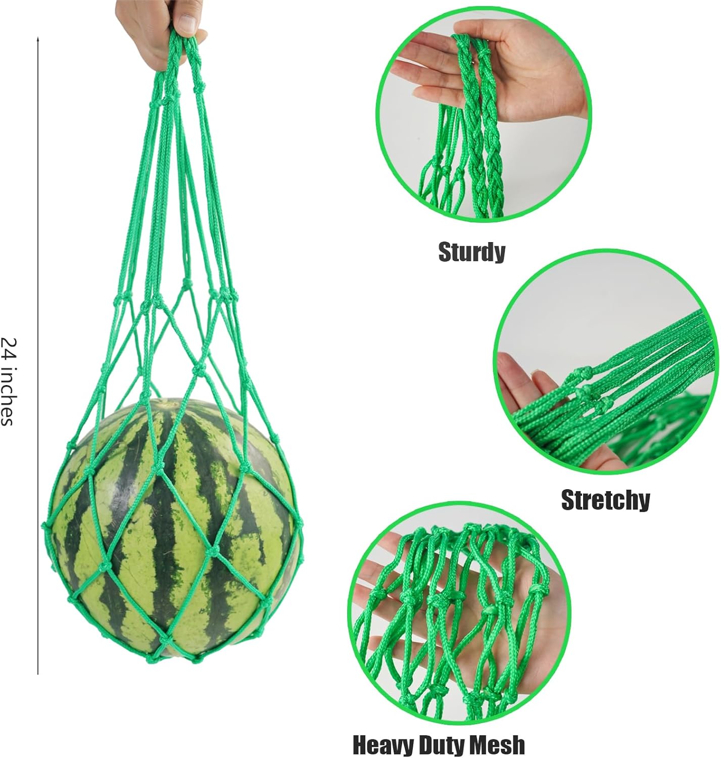 10Pack Melon Hammock Watermelon Nets with 20 Cable Zip Ties, Heavy Duty Watermelon Honeydew Net for Garden Trellis Vertical Garden Growing