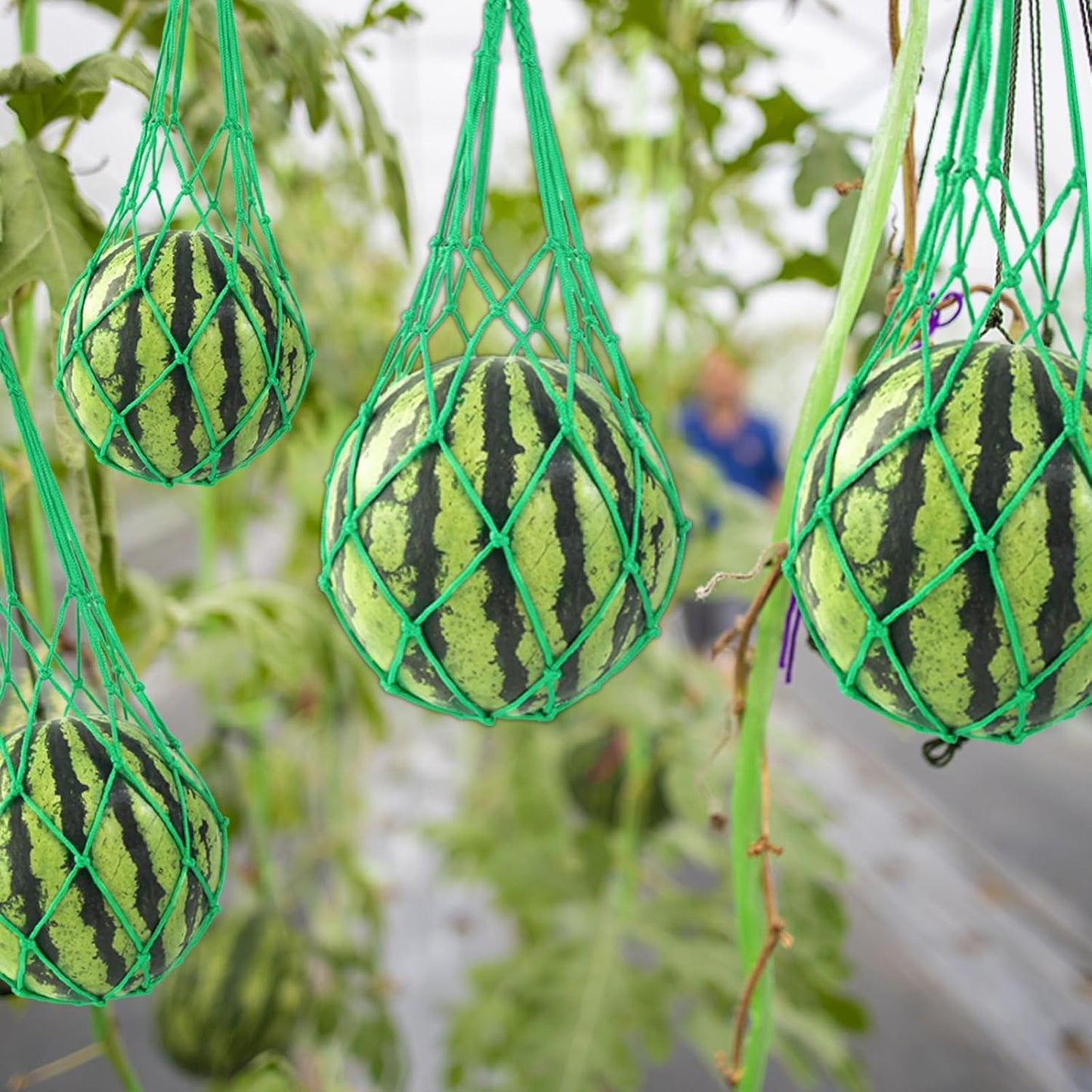 10Pack Melon Hammock Watermelon Nets with 20 Cable Zip Ties, Heavy Duty Watermelon Honeydew Net for Garden Trellis Vertical Garden Growing