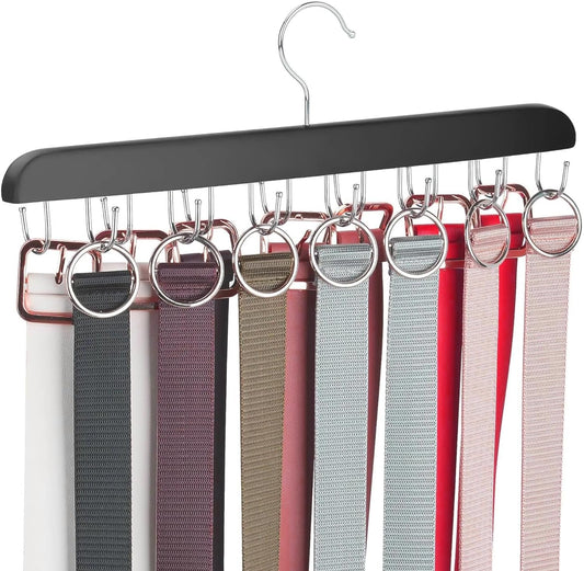 Belt Hanger Belt Organizer Tie Rack Tank Top Bra Hanger Tie Hanger Bra Organizer for Closet with 14 Hooks,Upgraded 360°Rotating,Space Saver for Underwear & Tie Storage 1pcs