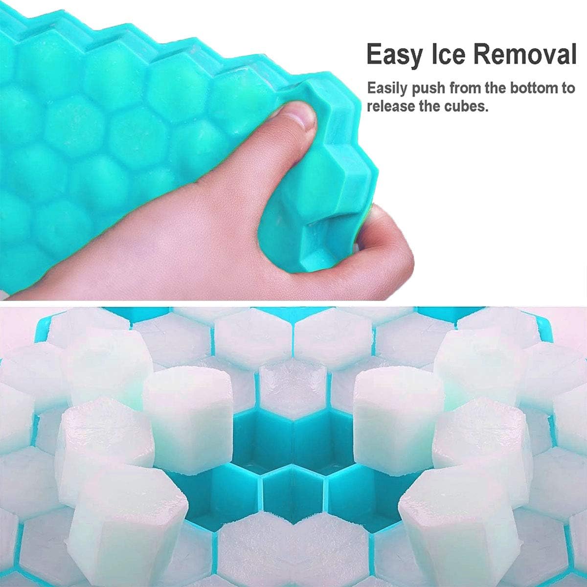 Ice Cube Tray with Lid, 2 Pack Ice Cube Trays for Freezer, Silicone Ice Cube Mold with Lid-37 Grid,Easy-Release Reusable 74 PCS Small Ice Cubes for Iced Coffee Cocktail Whisky Chocolate BPA Free