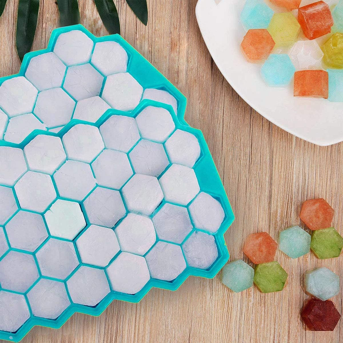 Ice Cube Tray with Lid, 2 Pack Ice Cube Trays for Freezer, Silicone Ice Cube Mold with Lid-37 Grid,Easy-Release Reusable 74 PCS Small Ice Cubes for Iced Coffee Cocktail Whisky Chocolate BPA Free