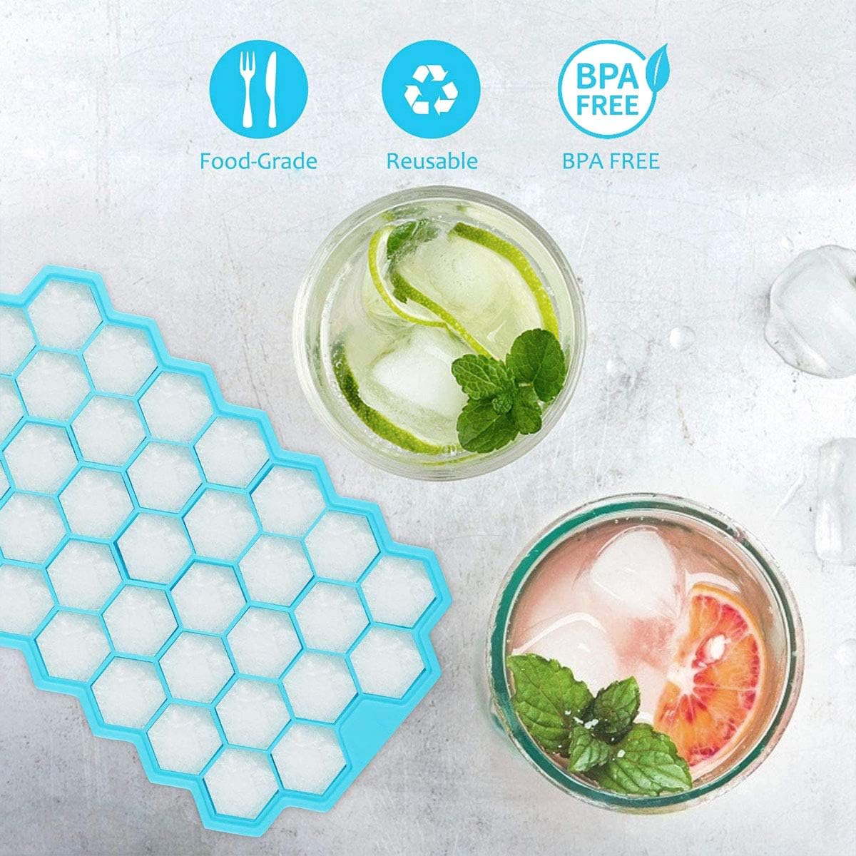 Ice Cube Tray with Lid, 2 Pack Ice Cube Trays for Freezer, Silicone Ice Cube Mold with Lid-37 Grid,Easy-Release Reusable 74 PCS Small Ice Cubes for Iced Coffee Cocktail Whisky Chocolate BPA Free