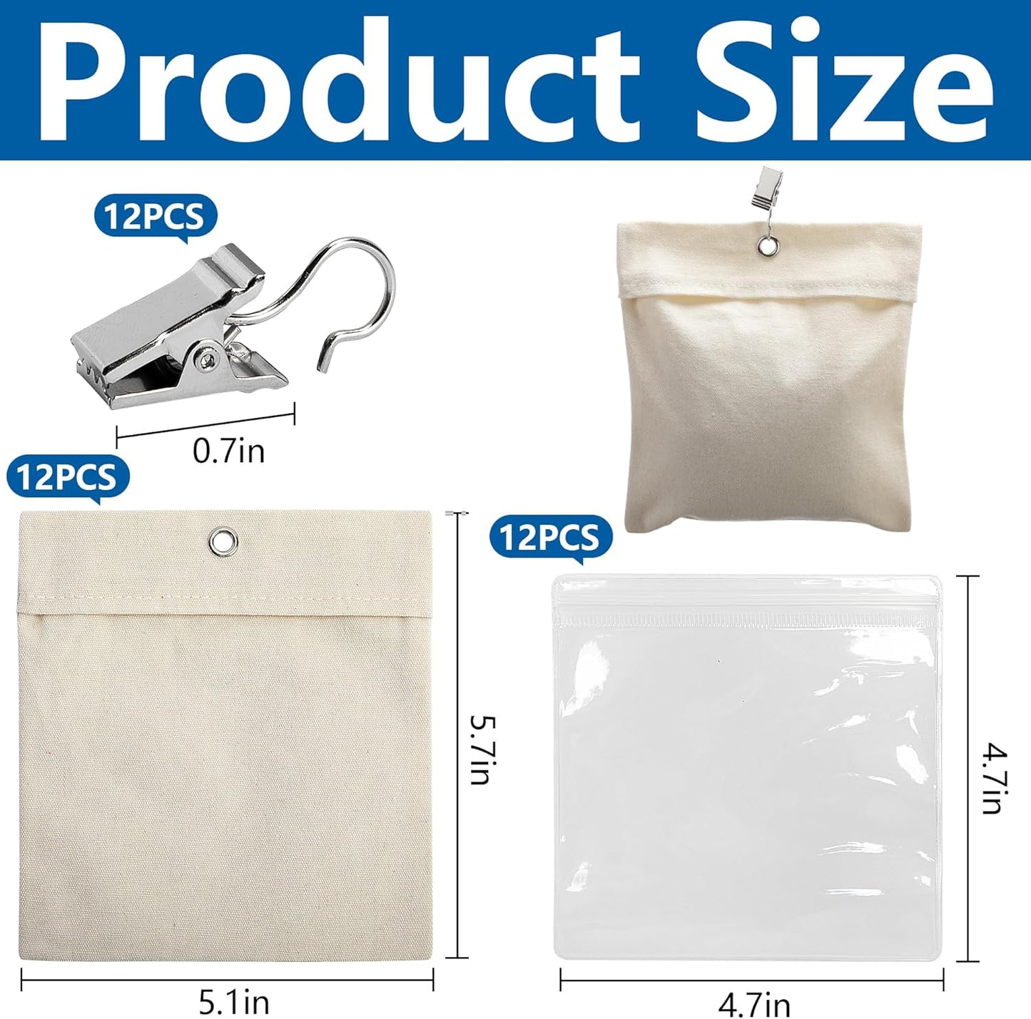 12 Pack Outdoor Curtain Weight Bags, Patio Curtain Sandbag with Sealed Bags and Clips, Reusable Drapery Weighted Bags for Home Outdoor Pergola Gazebo Front Porch (Beige)