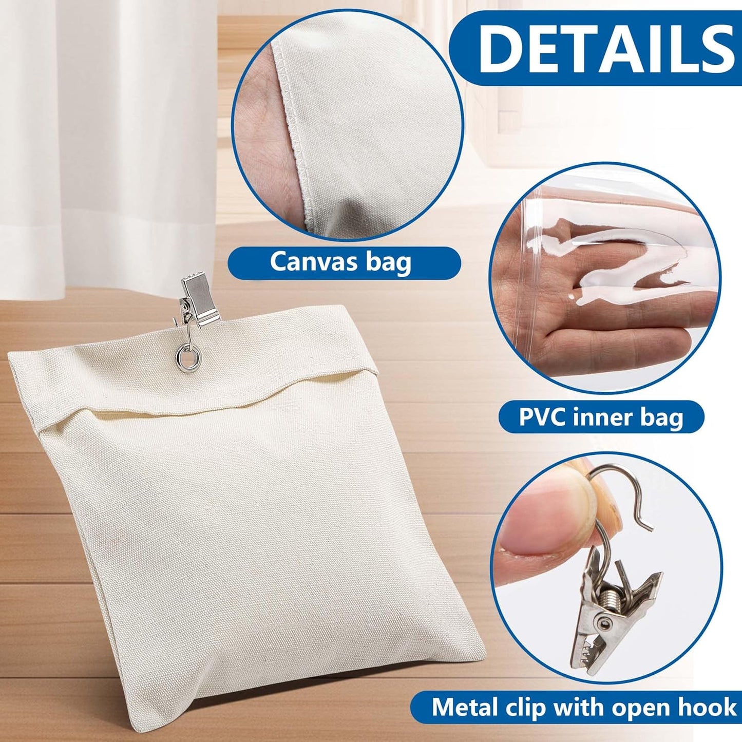 12 Pack Outdoor Curtain Weight Bags, Patio Curtain Sandbag with Sealed Bags and Clips, Reusable Drapery Weighted Bags for Home Outdoor Pergola Gazebo Front Porch (Beige)