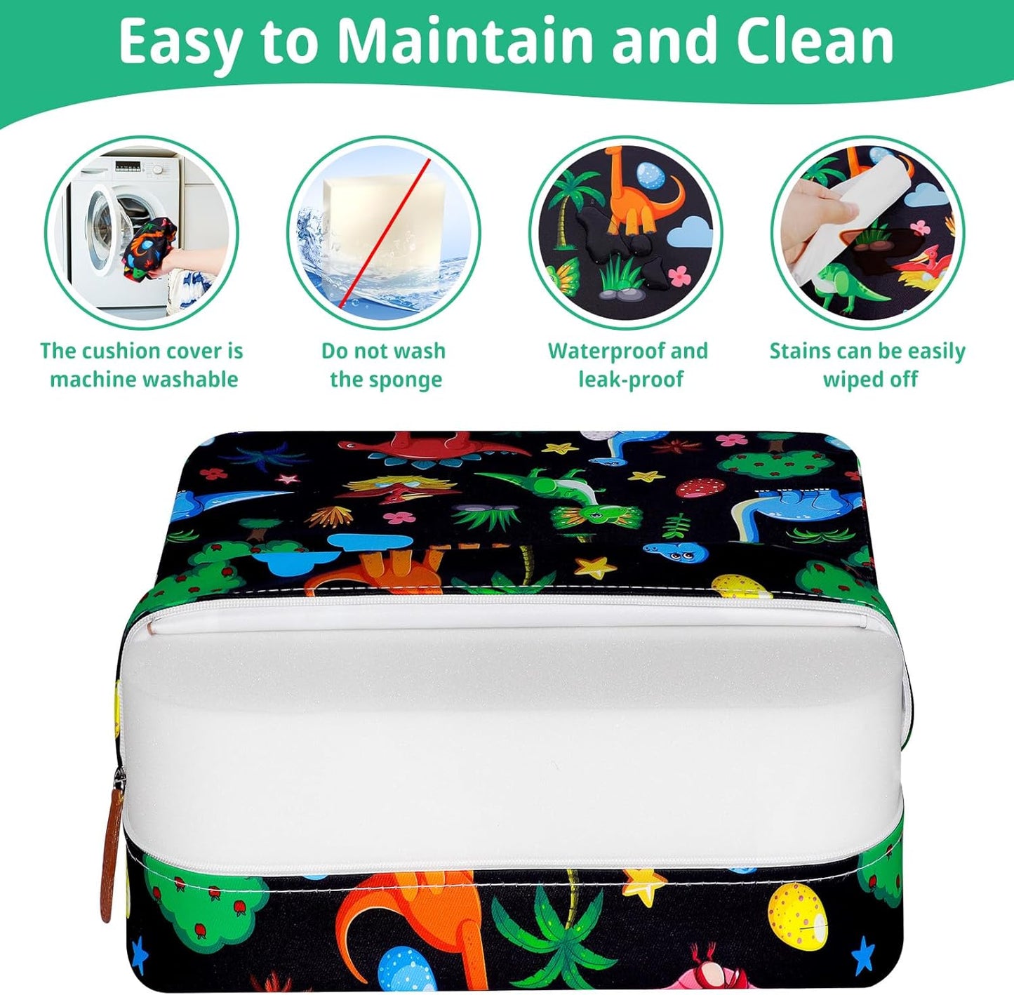 Toddler Booster Seat for Kitchen Chair, Non-slip Kids Dining Table Booster Seat with Adjustable Safer Straps, Portable Baby Eating Travel Camping Increasing Cushion