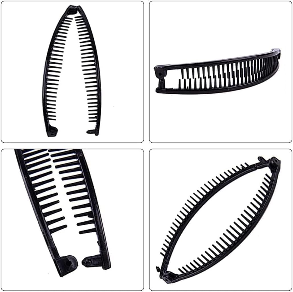 3Pcs Banana Clips Hair, Vintage Clincher Combs Banana Hair Clips Claws Hair Clips, Banana Clips Hair for Thick Hair (Black, White, Brown)