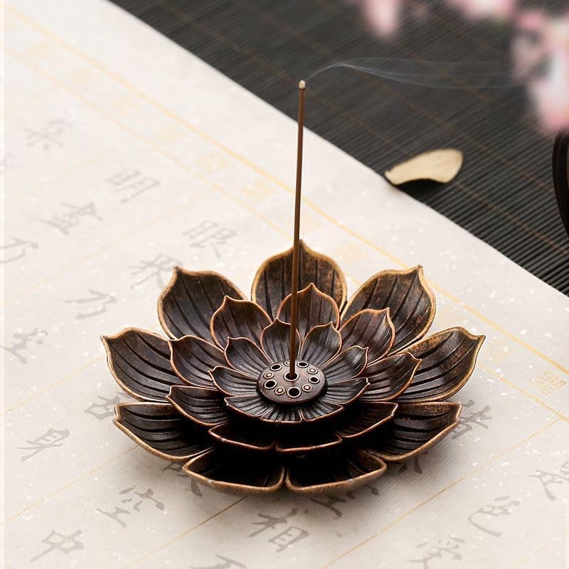 Incense Holder with Incense Stick Tray,Multi-Functional Incense Burner and Stick Holder Combo,Ash Holder (Bronze)