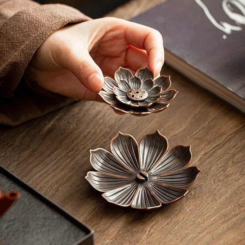 Incense Holder with Incense Stick Tray,Multi-Functional Incense Burner and Stick Holder Combo,Ash Holder (Bronze)