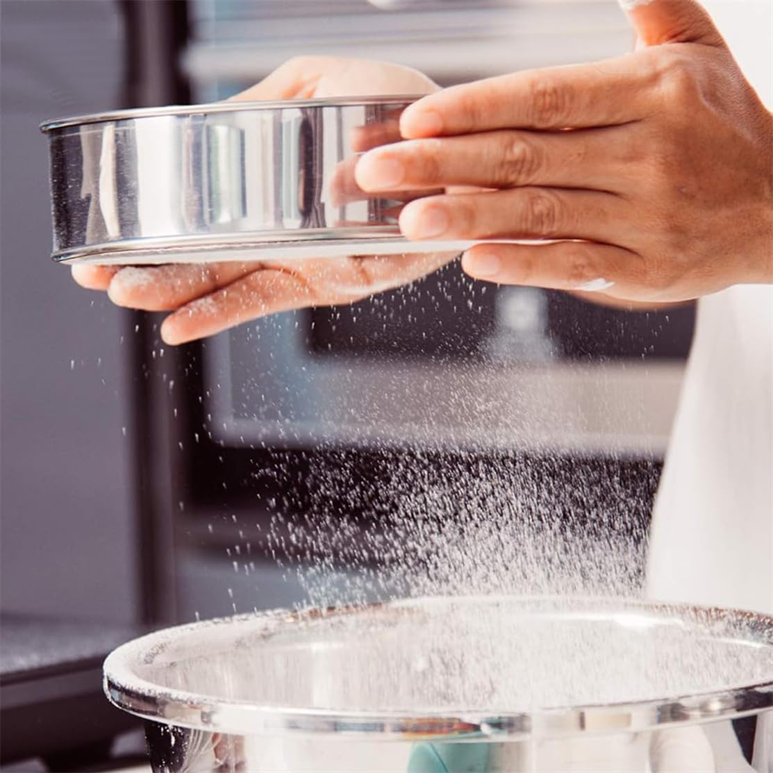 Flour Sieve Fine Mesh Stainless Steel Round Sifter 6 Inch 60 Mesh Sieves Strainer for Baking Straining Powdering