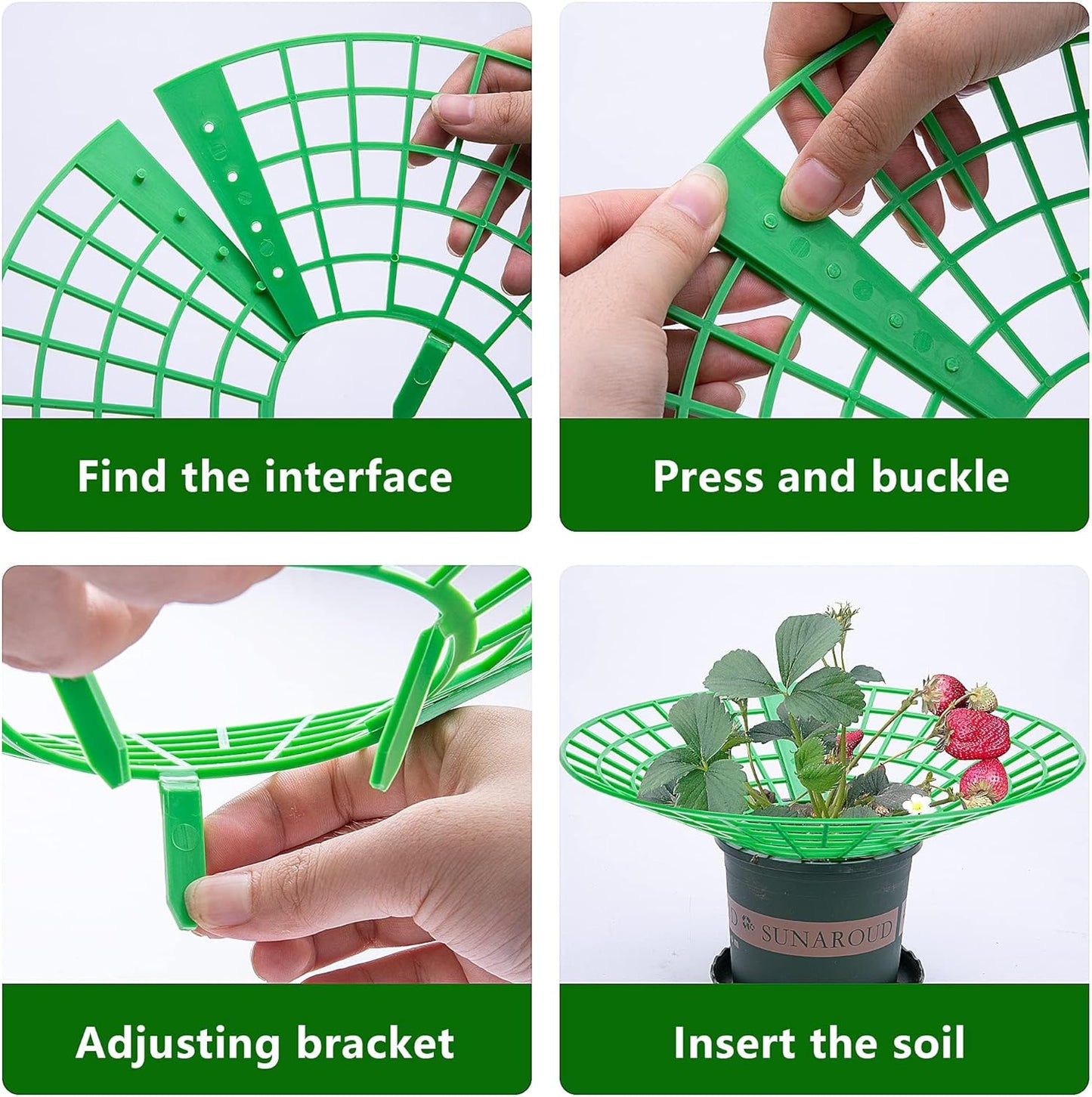10 Pack Strawberry Plant Supports, Strawberry Plant Stand with 3 Sturdy Legs, Strawberry Growing Racks, Strawberry Growing Frame, Protecting Strawberry Plants from Mold, Rot and Dirt, Green