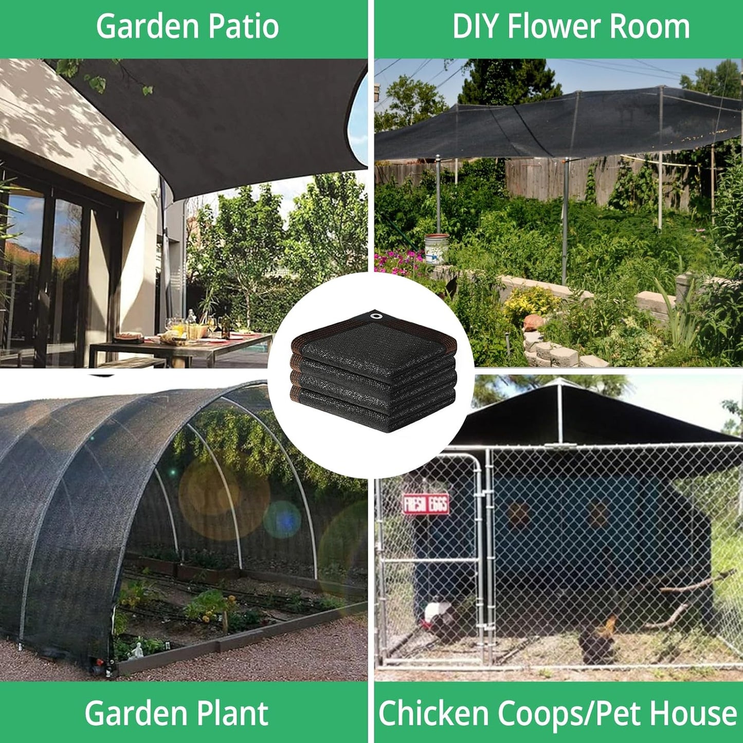Garden 90% Shade Mesh Cloth,  10 x 20FT Sun Shade Net,Resistant Mesh Sun Shade Reinforced Grommets Shade Trap for Greenhouse,Plant,and Backyard Patio Sunshade,Pergola(Black-3x6m)