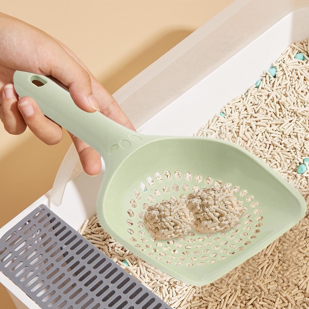 Cat Litter Scoop, Kitten Pooper Lifter, Non Stick Sifter Poop Cleaner Corner Shovel,Cat Feces Scoop, Cat Cleaning Supplies, A Variety Of Colors Available, Durable And Reliable (B)