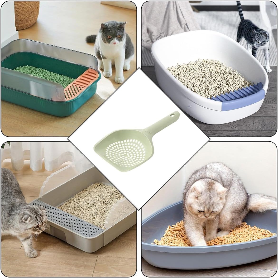 Cat Litter Scoop, Kitten Pooper Lifter, Non Stick Sifter Poop Cleaner Corner Shovel,Cat Feces Scoop, Cat Cleaning Supplies, A Variety Of Colors Available, Durable And Reliable (B)