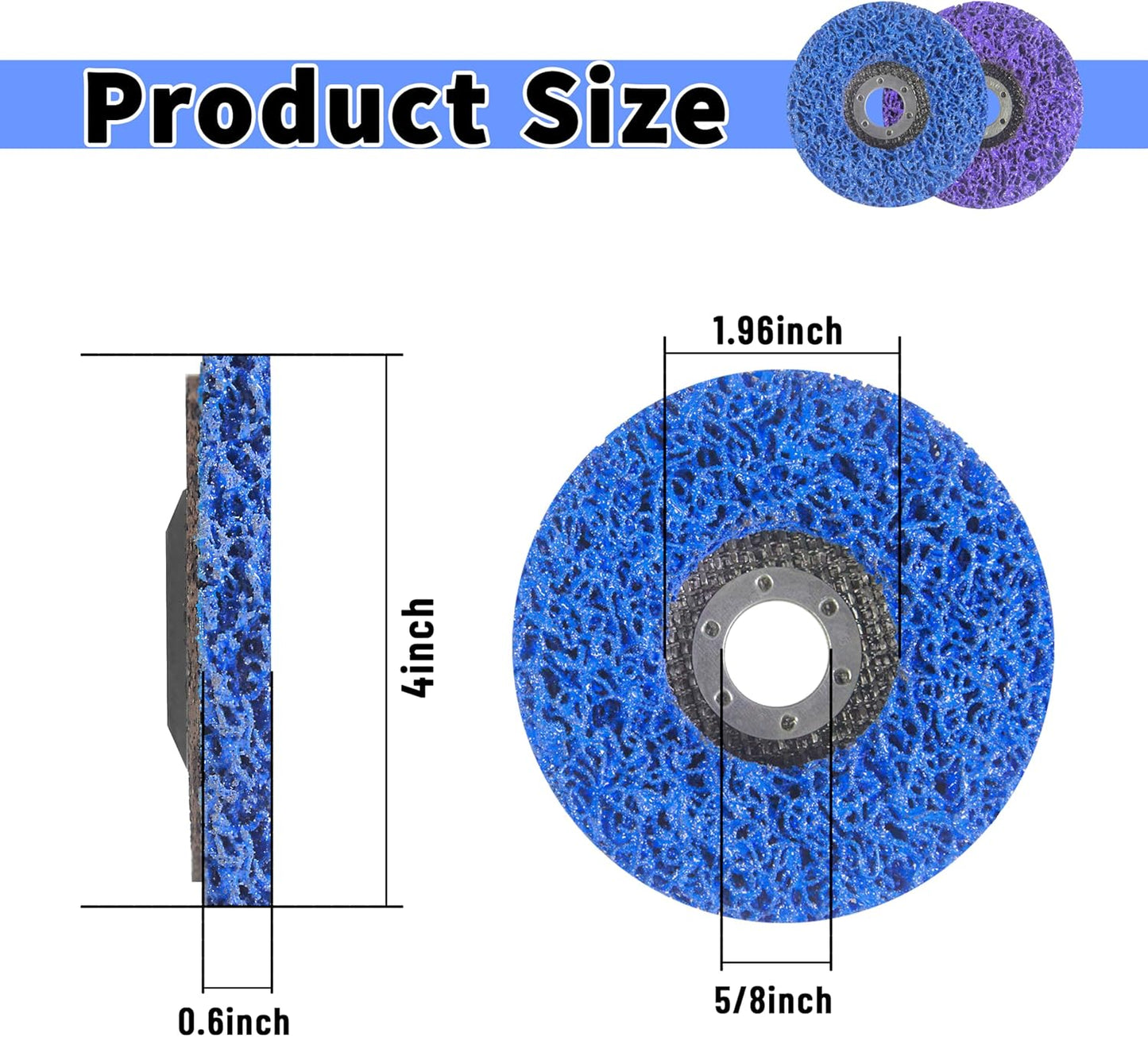 12 PCS Strip Discs 4"x 5/8" Stripping Wheel Suitable for Cleaning Angle Grinder to Remove Paint, Rust and Weld Oxidation(Blue&Purple)