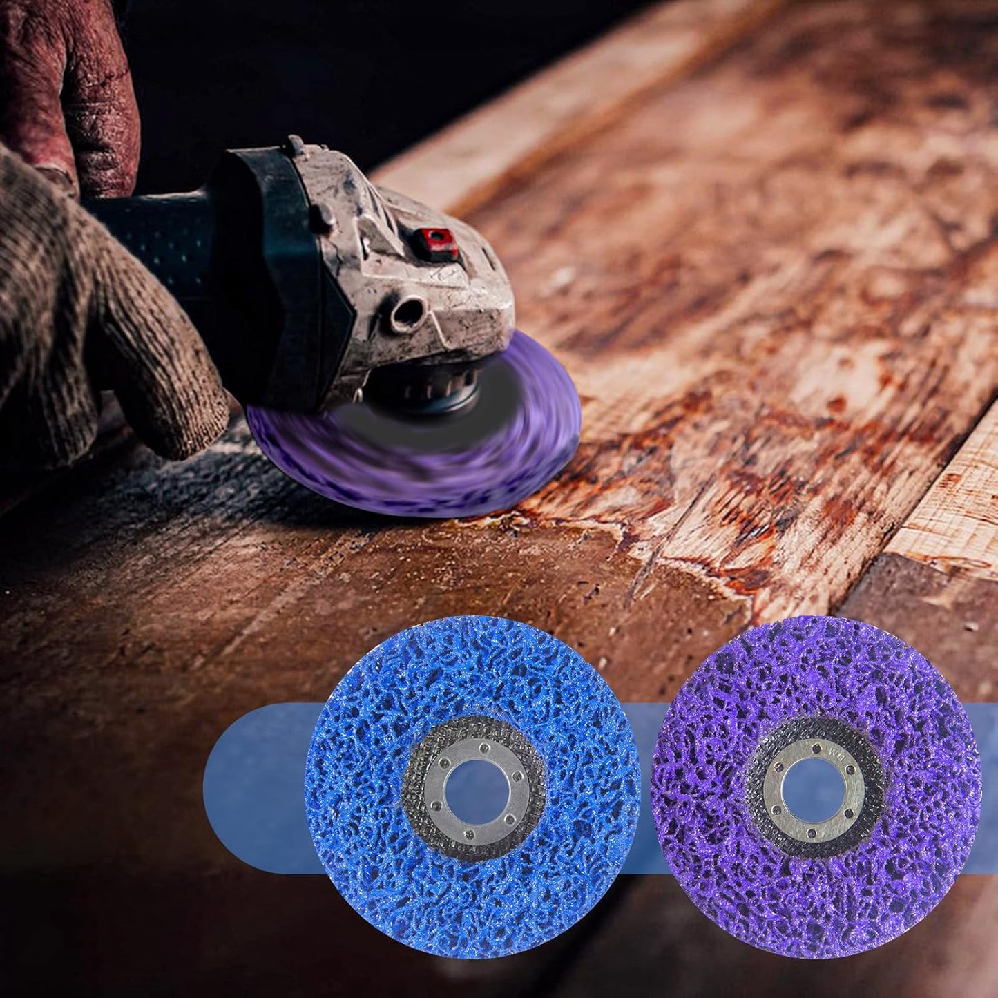 12 PCS Strip Discs 4"x 5/8" Stripping Wheel Suitable for Cleaning Angle Grinder to Remove Paint, Rust and Weld Oxidation(Blue&Purple)