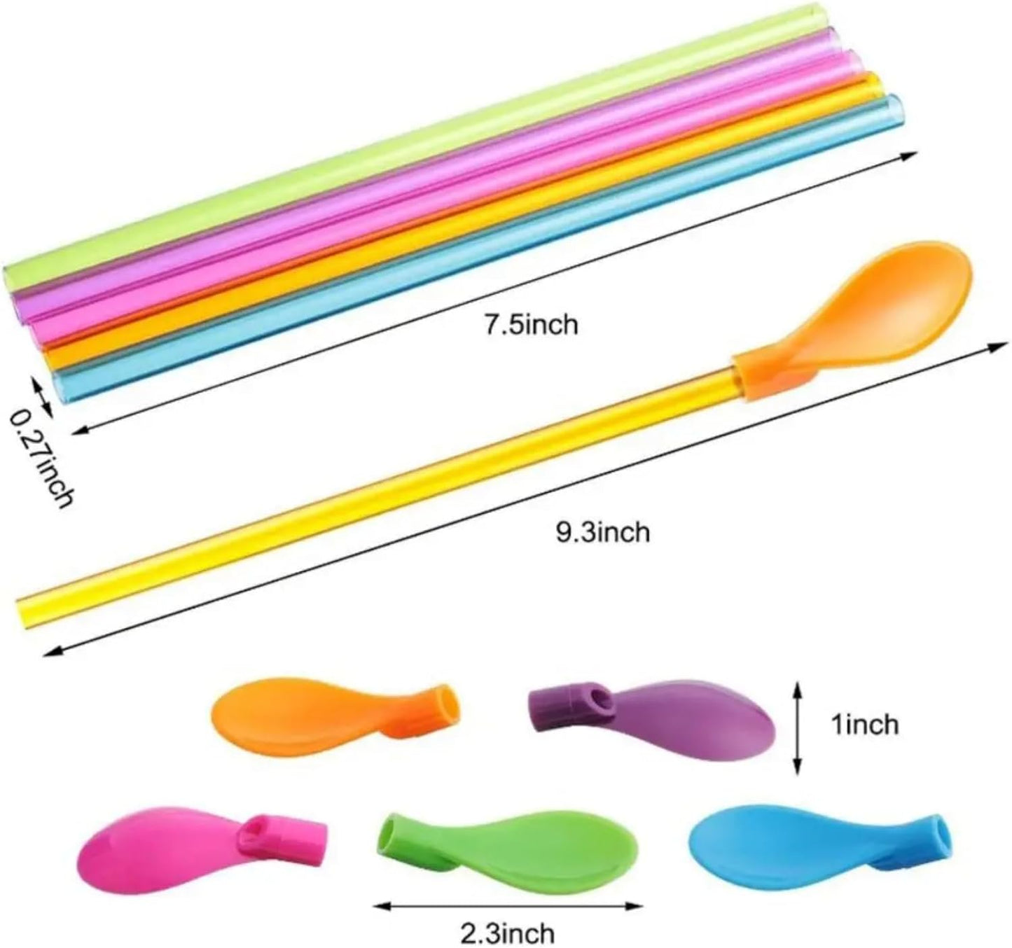 30PCS Plastic Straw with Spoon, 9.3-inch Reusable Hard Straw, Mixing Spoon for Coffee Smoothies, Milkshakes, ice Cream, Frozen Drinks, Cocktails