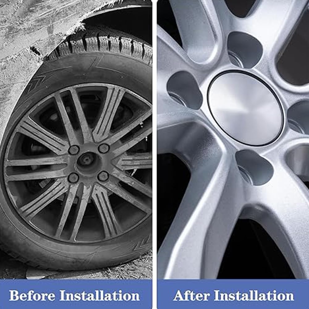 4 PCS Car Wheel Hub Center Cap, 60mm OD 58mm ID,ABS Rust-Proof Durable Snap-in Anti-Falling Fastening Installation Accessories, Wheel Hub Modification Decoration,Universal for Cars (Silver)