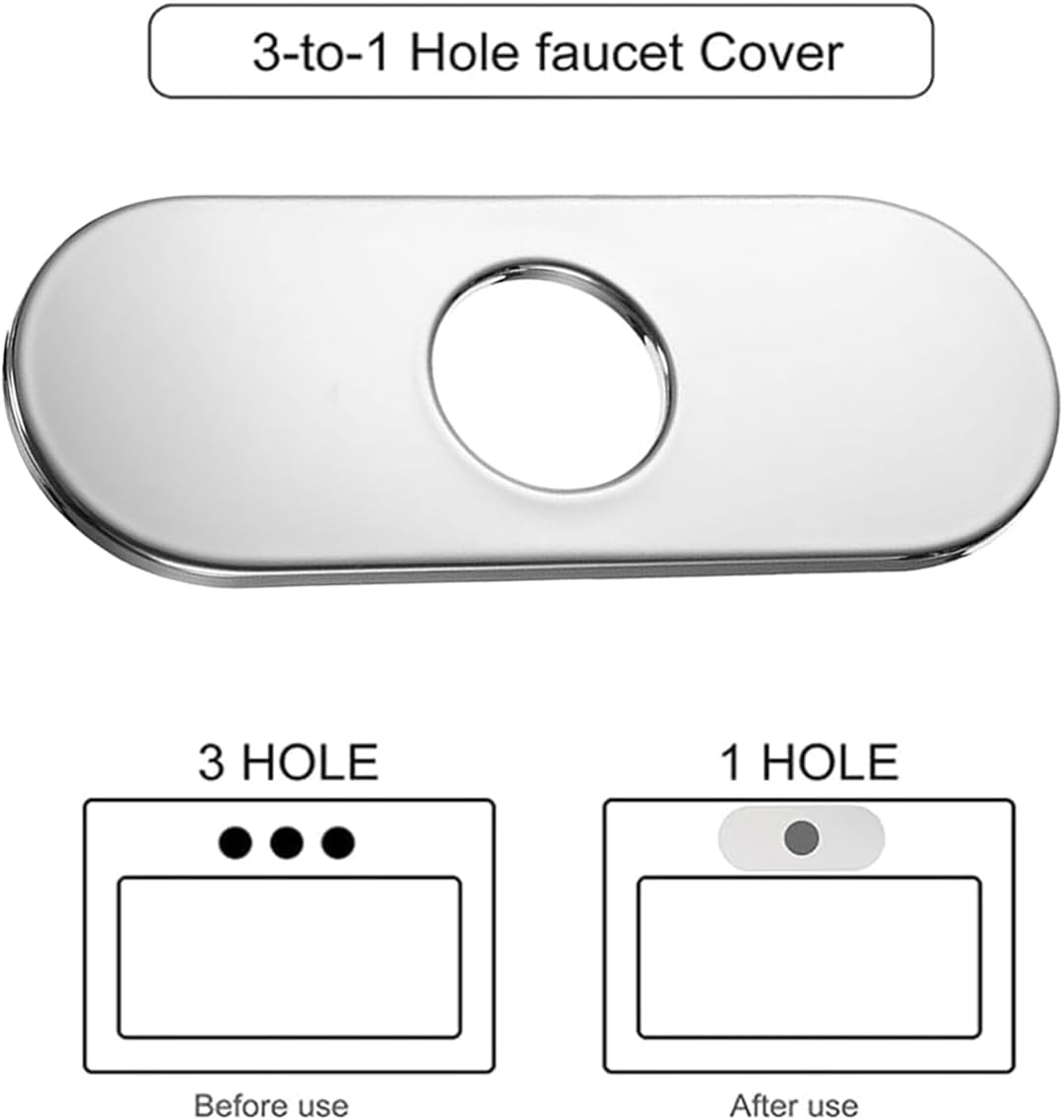 2PCS 6 inch Sink Faucet Hole Cover,Deck Plate Escutcheon for Kitchen Faucet,Sink Hole Cover,Plate for Bathroom Sink,Plumbing Cover Plates,Deck Plate for Pull Down Faucet:Stainless Steel (Chrome)