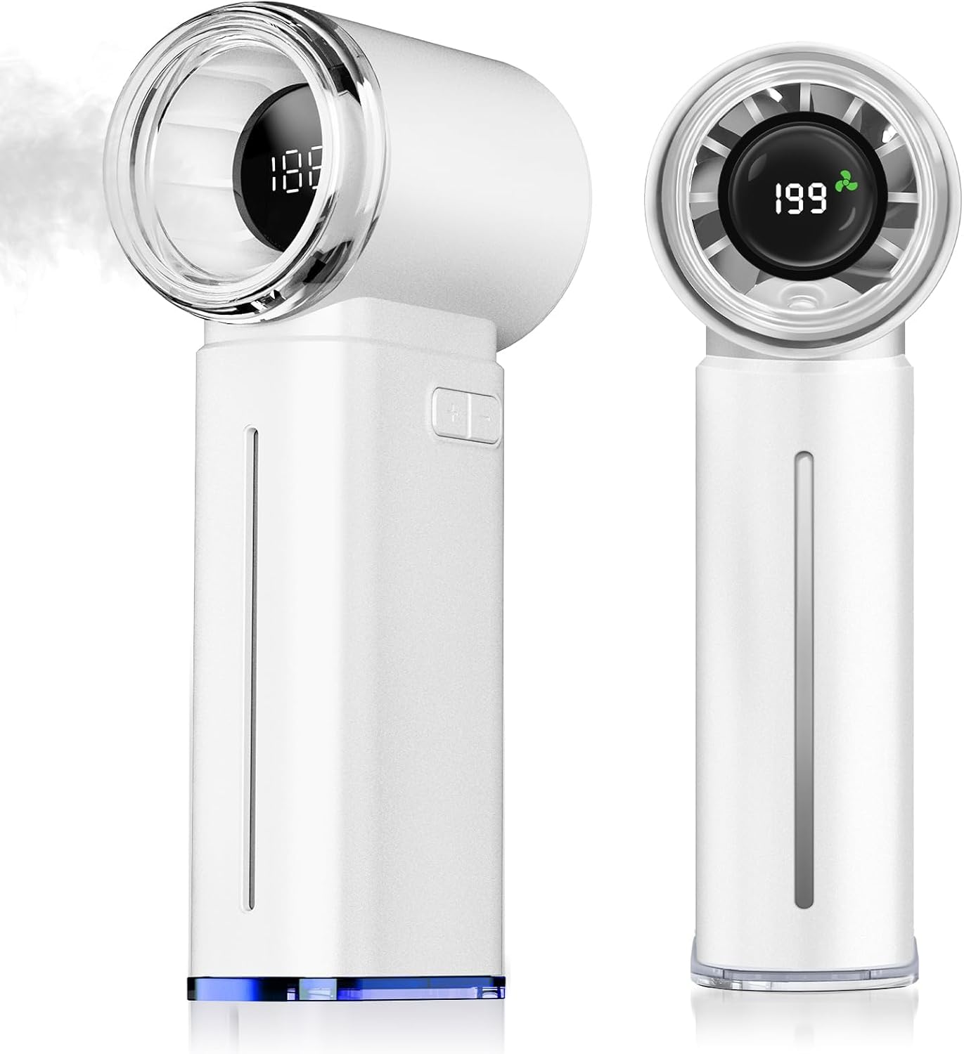 Portable Misting Fan - Handheld Mini Turbo Fan - 5000mAh Rechargeable Personal Mister Fans with Digital Display, 199 Speeds Adjustable, Gifts for Women Men Travel/Outdoor/Home/Office (White)