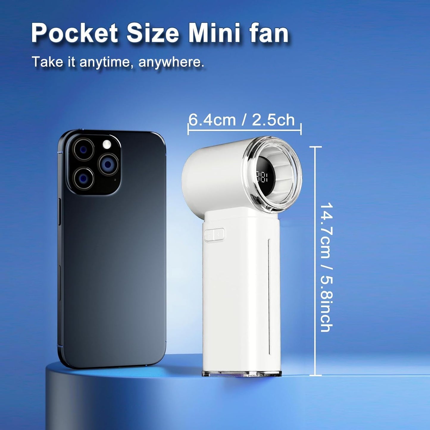 Portable Misting Fan - Handheld Mini Turbo Fan - 5000mAh Rechargeable Personal Mister Fans with Digital Display, 199 Speeds Adjustable, Gifts for Women Men Travel/Outdoor/Home/Office (White)
