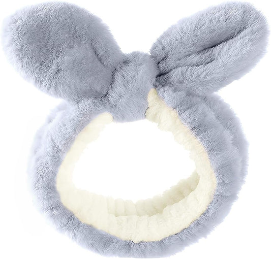 Skin Care Headband, Face Washing band, Bunny Ears, Bath Shower, Girls Elastic Makeup (C, M)
