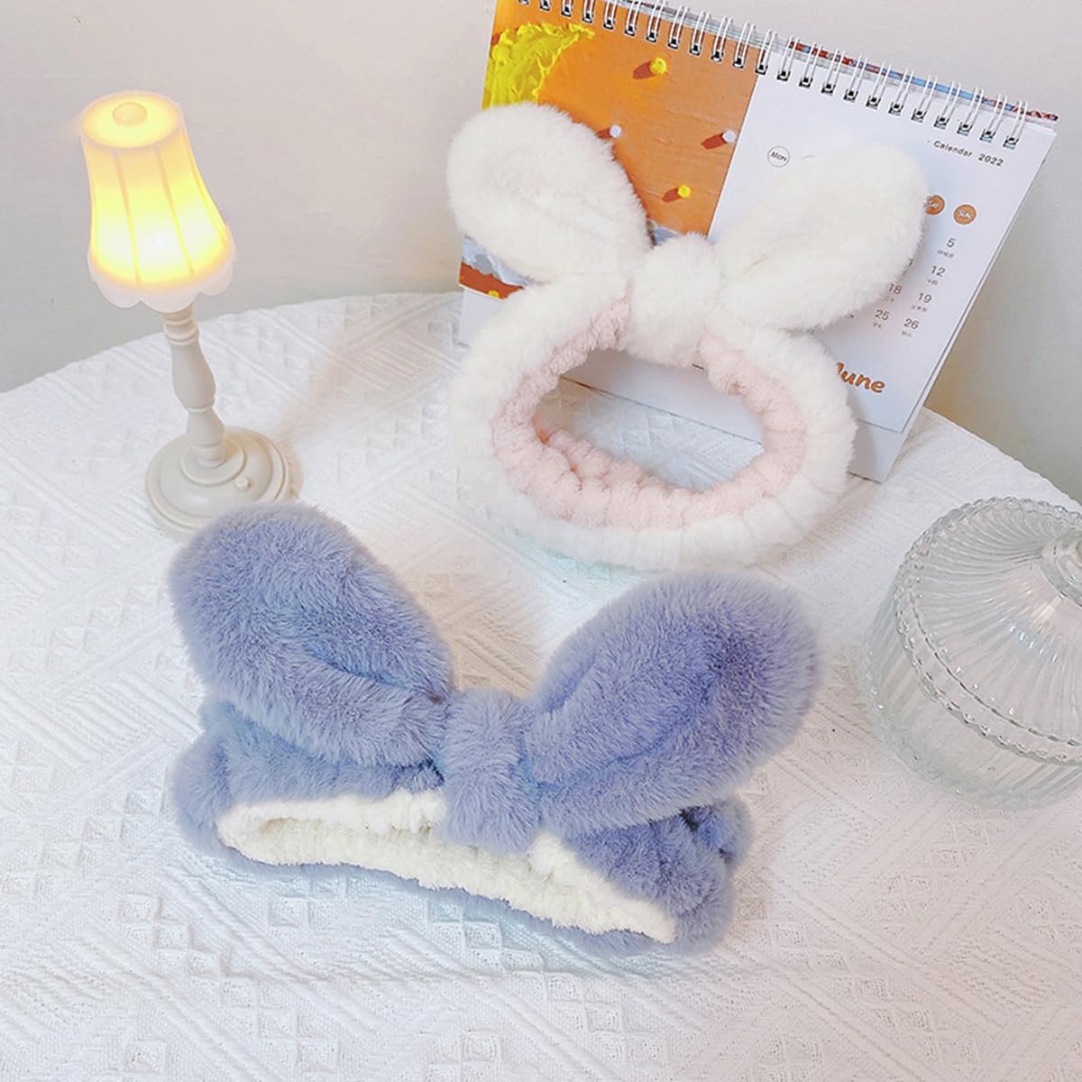 Skin Care Headband, Face Washing band, Bunny Ears, Bath Shower, Girls Elastic Makeup (C, M)