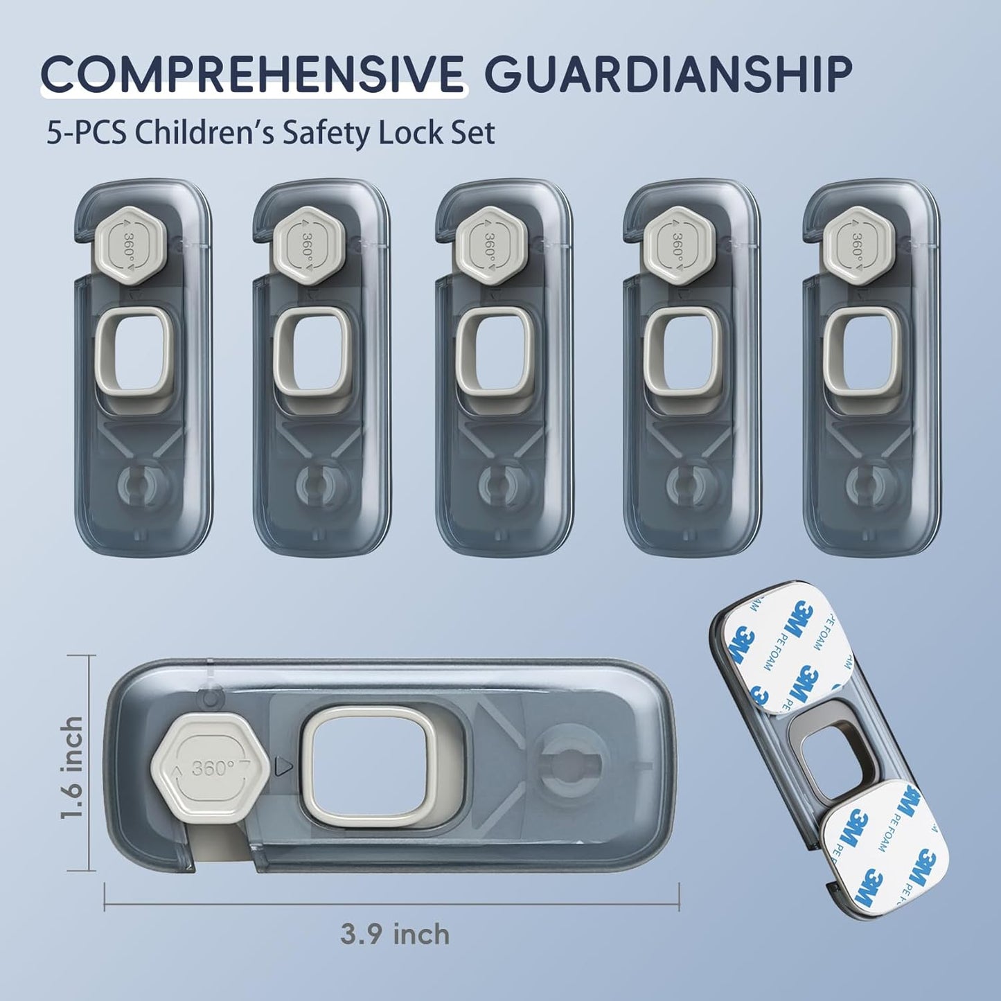 5 Pack Child Proof Refrigerator Lock, Fridge Locks for Kids with Sticky Adhesive Pads, Child Safety Locks for Doors, RV Refrigerator, Oven Lock Child Safety Baby Cabinet Locks