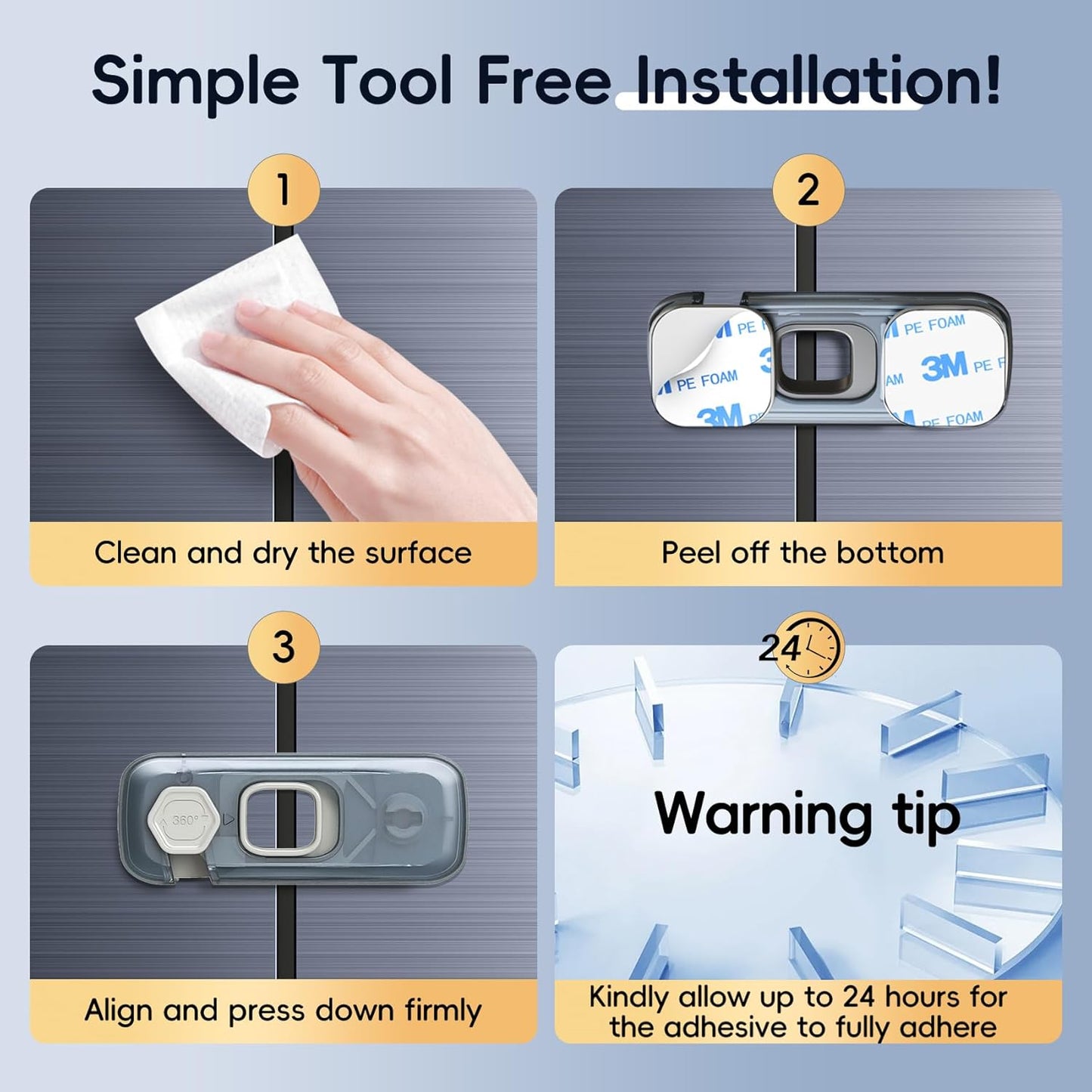 5 Pack Child Proof Refrigerator Lock, Fridge Locks for Kids with Sticky Adhesive Pads, Child Safety Locks for Doors, RV Refrigerator, Oven Lock Child Safety Baby Cabinet Locks