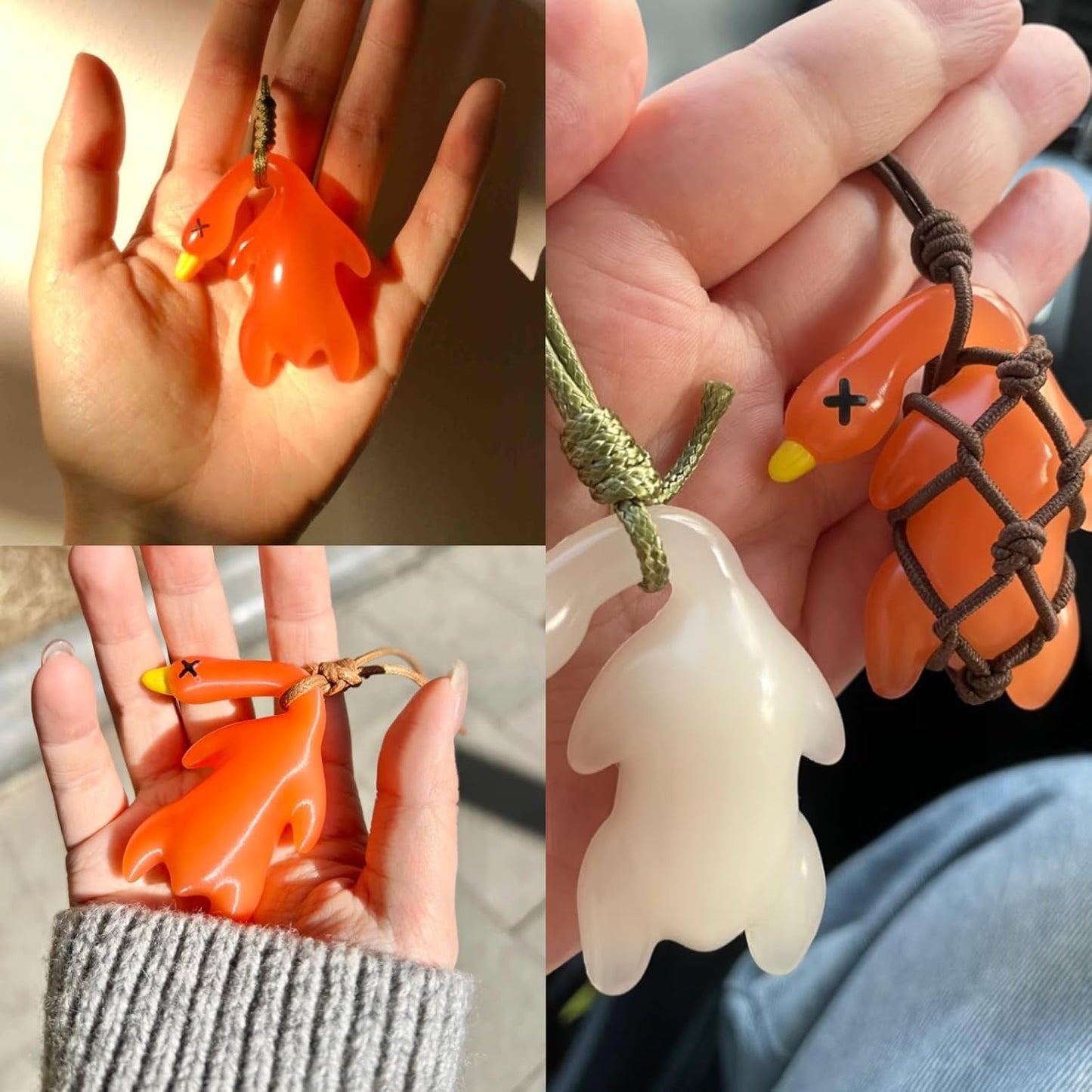 6 Pcs Duck Car Pendant, Violetfox Color-Changing Duck Sunscreen Tester UV Temperature Reminder, Funny Cute Roast Hanging Ornament for Car Mirror Bicycles Bags and Cellphones (Resin)