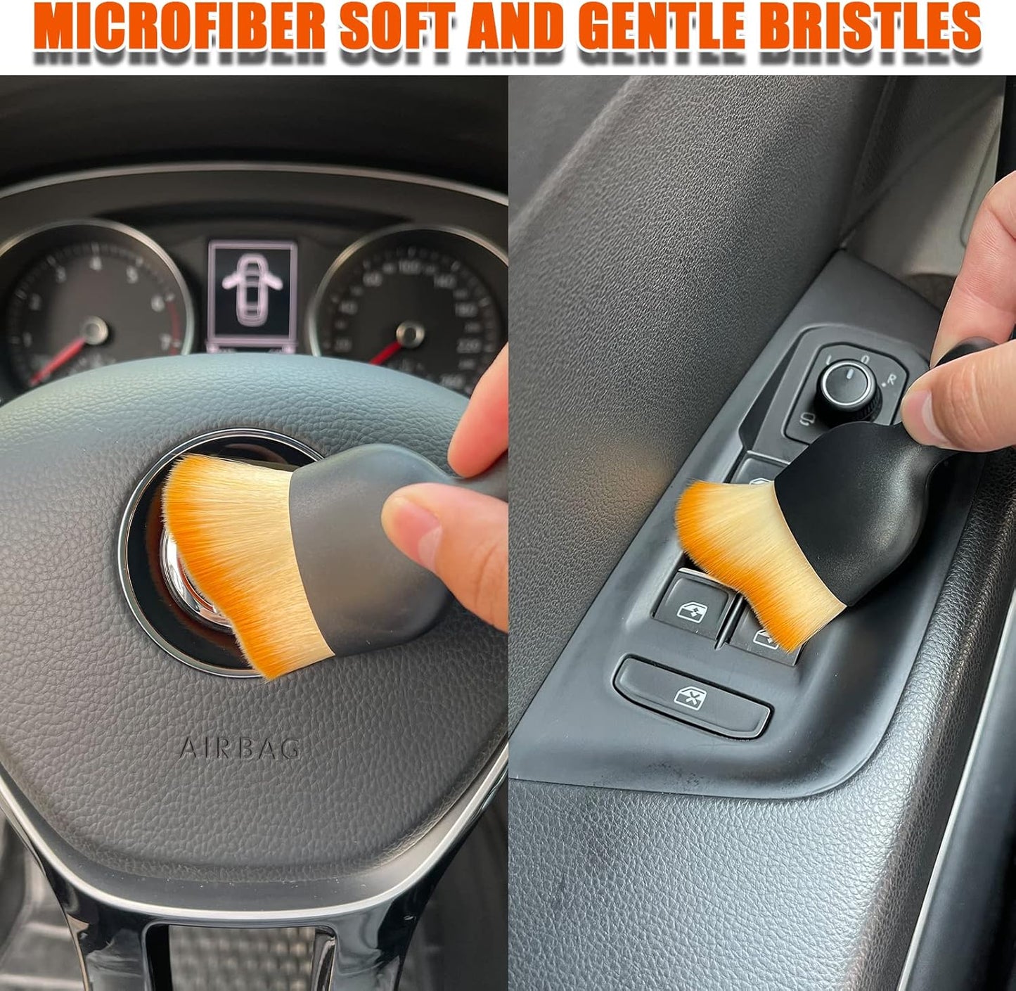 Car Interior Detailing Brush, Ultra Soft Non-Scratch Dust Brush, Car Interior Cleaning Tool for Cleaning Panels, Air Vent, Leather (Yellow)