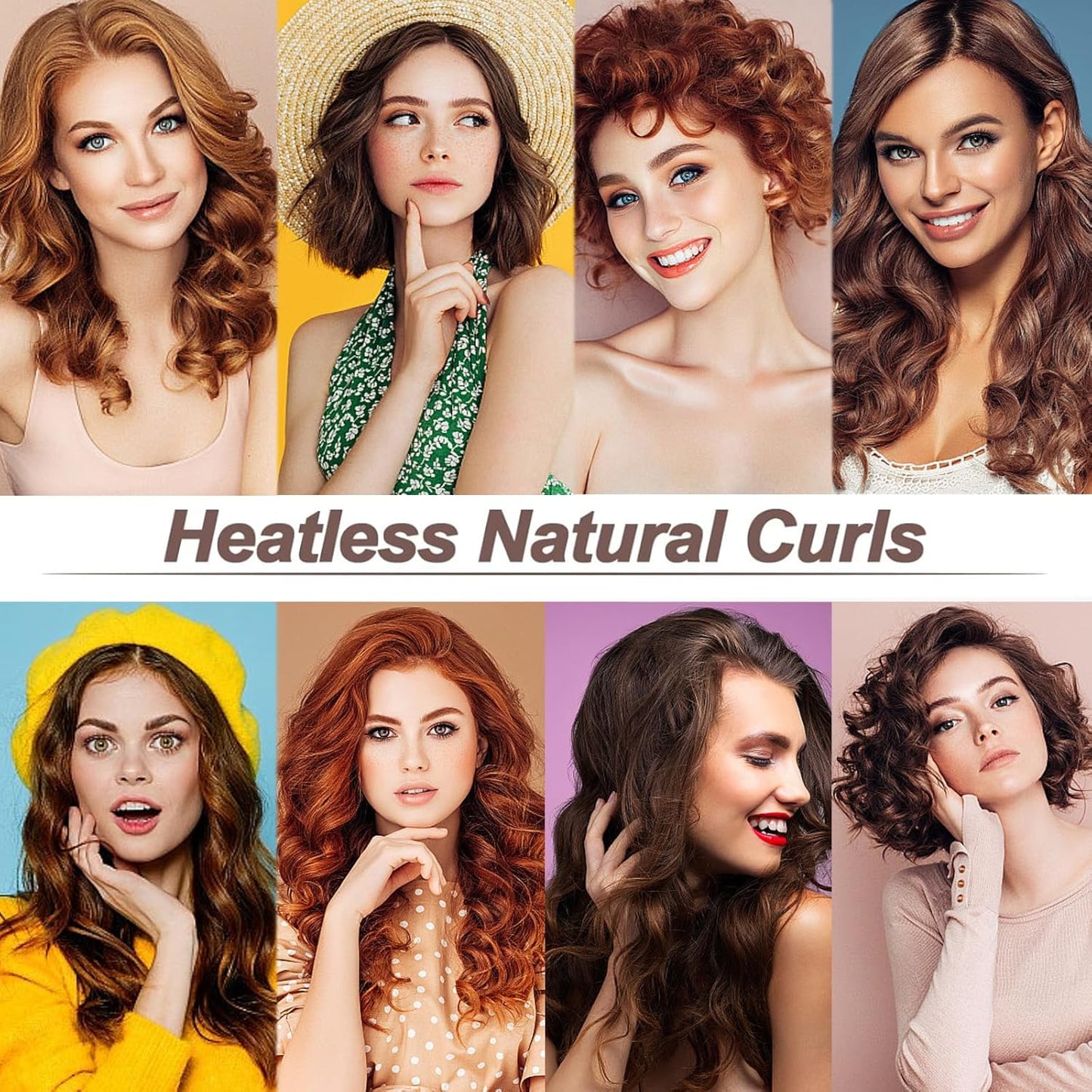 Heatless Hair Curler Set, 3 Pcs Hair Curlers No Heat, Heatless Overnight Blowout Rods with Hook for Hair Styling Tools Women Long Hair Rollers(Kahki)