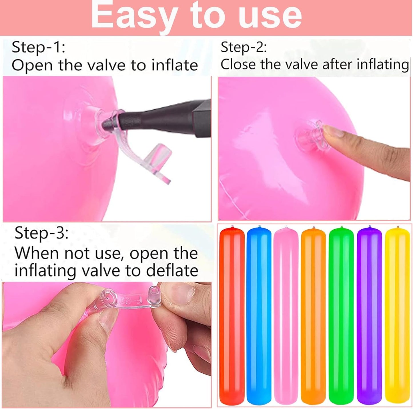 7 Packs Swimming Pool Floats Inflatable Sticks, 105cm Giant Pool Noodles Swimming Noodles, Thickened PVC Water Fun Games Float for Indoor/Outdoor Summer Pool Party