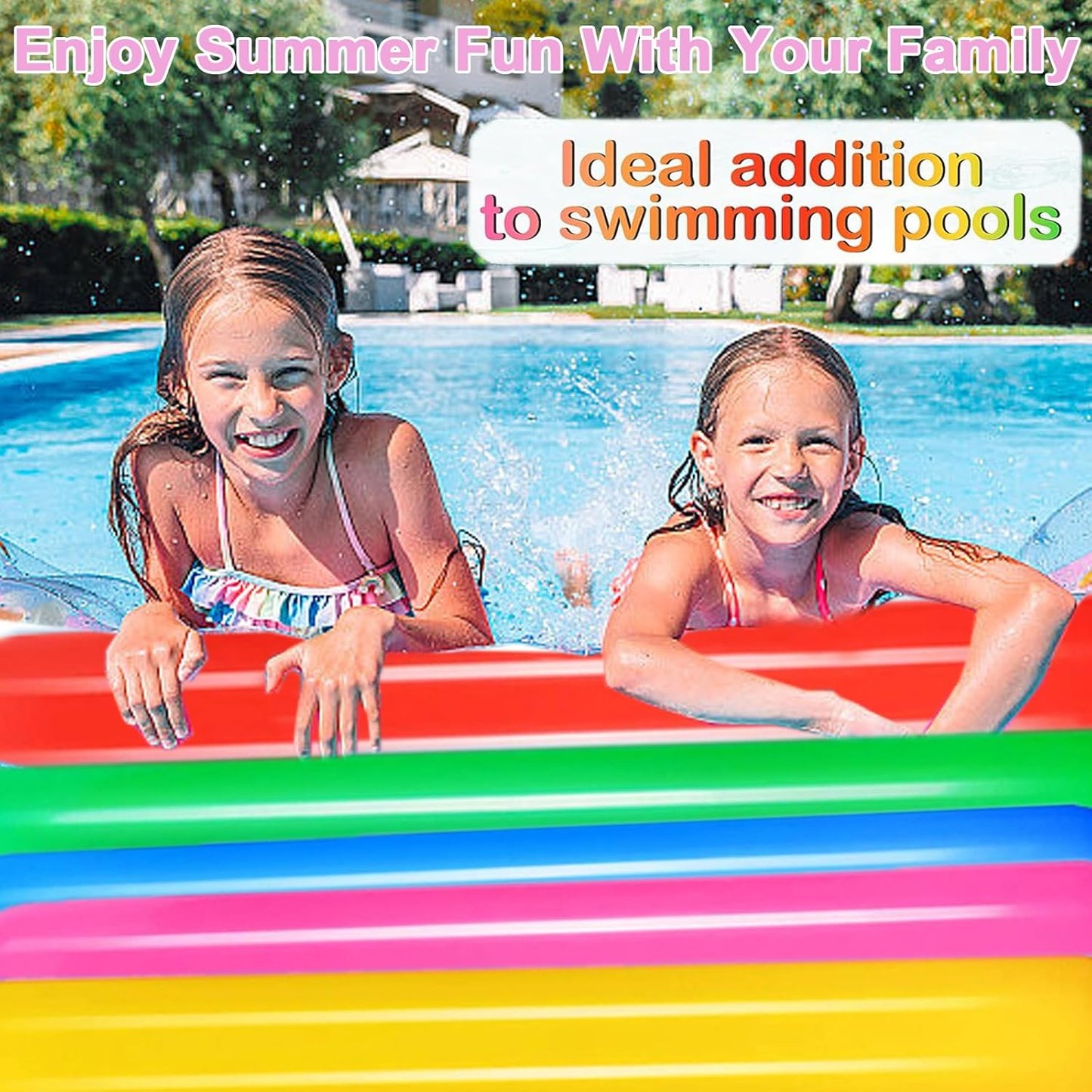 7 Packs Swimming Pool Floats Inflatable Sticks, 105cm Giant Pool Noodles Swimming Noodles, Thickened PVC Water Fun Games Float for Indoor/Outdoor Summer Pool Party