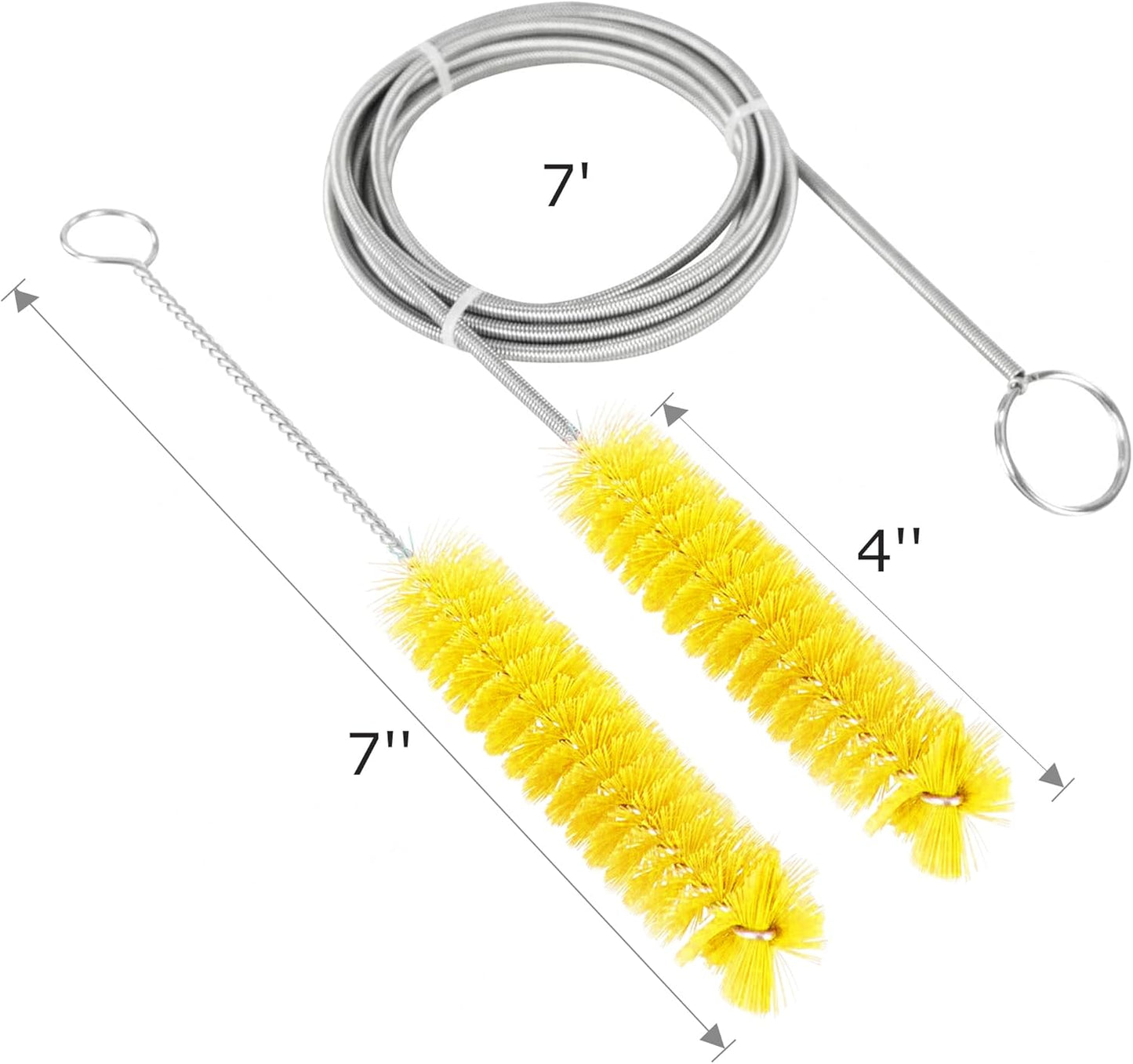 CPAP Tube Cleaning Brush-7 Feet Flexible + 7 Inches Handy Stainless Steel Wire Bristle Brush- Fits for Standard 22mm Diameter Tubing