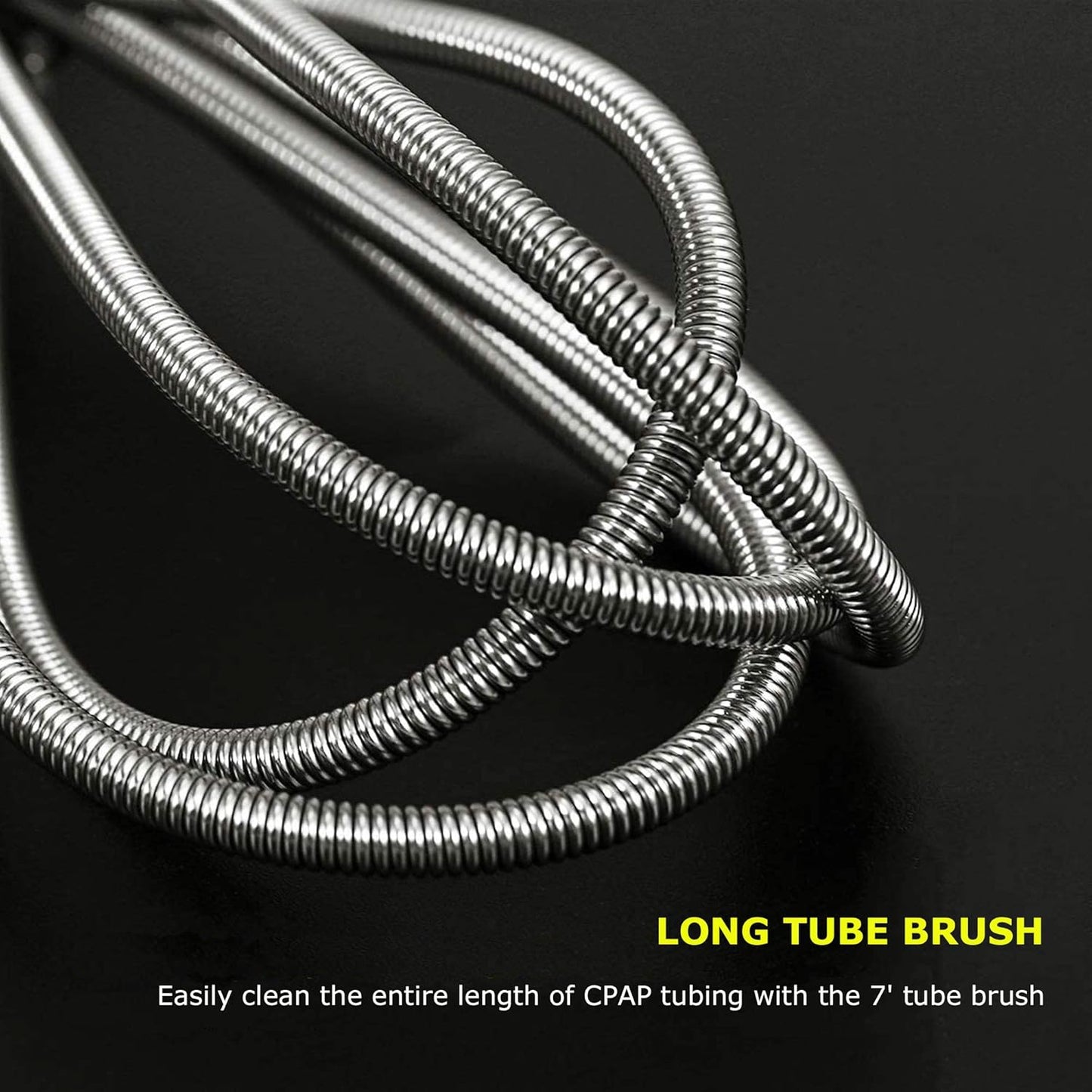 CPAP Tube Cleaning Brush-7 Feet Flexible + 7 Inches Handy Stainless Steel Wire Bristle Brush- Fits for Standard 22mm Diameter Tubing