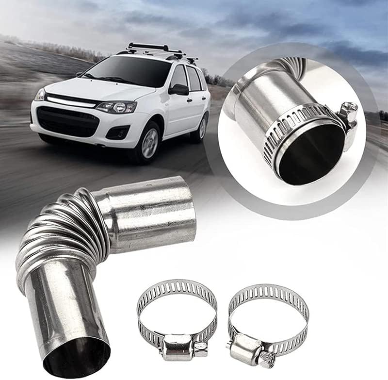13cm Stainless Steel Bent Threaded Corrugated Exhaust Pipe Connector Durable Heat Resistant Rust Proof Design for Efficient Exhaust Systems Ideal for Automotive (2pcs)
